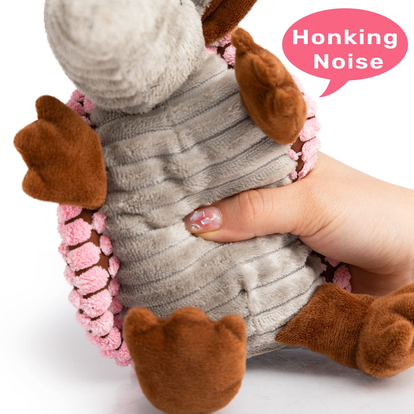 Hollypet Dog Toys, Plush Dog Toys, Squeaky Dog Toys, Stuffed Toys For Small Medium Large All Breed Sizes Dogs, Big Armadillo Animals Toy, Puppy Chew Toy With Clean Teeth, Pink