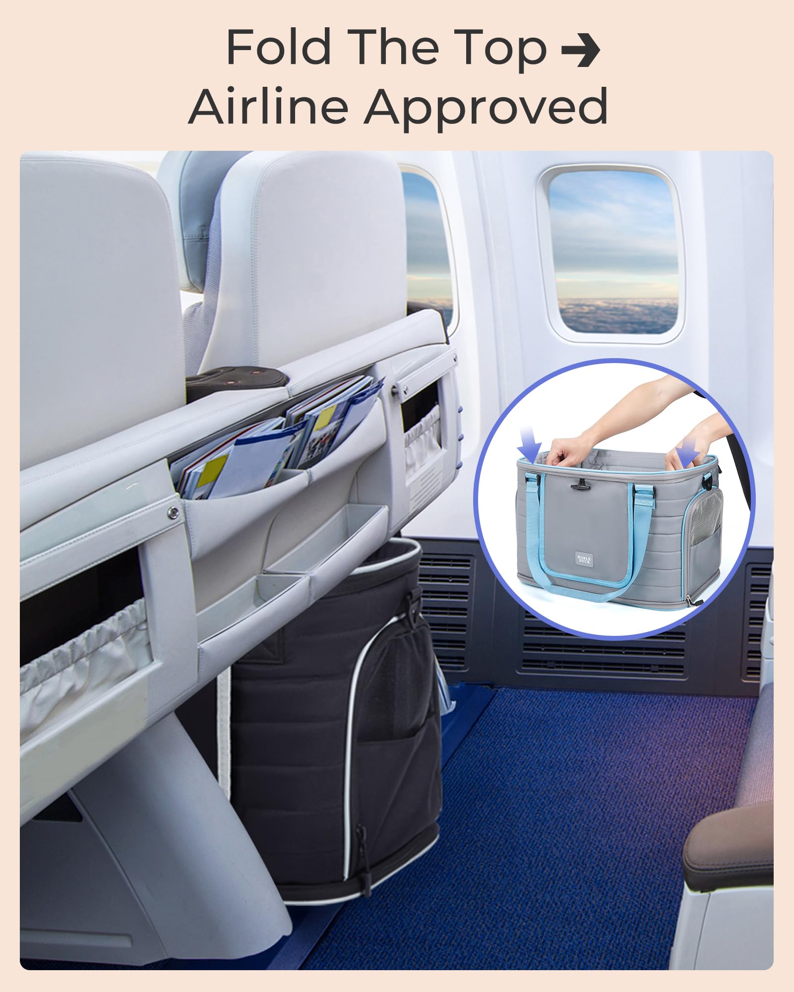 Top-Expandable Pet Carrier: Noble Duck Airline Approved Pet Travel Bag For Cats/Dogs Up To 20 Lbs | Soft-Sided, Multi-Sided Brea