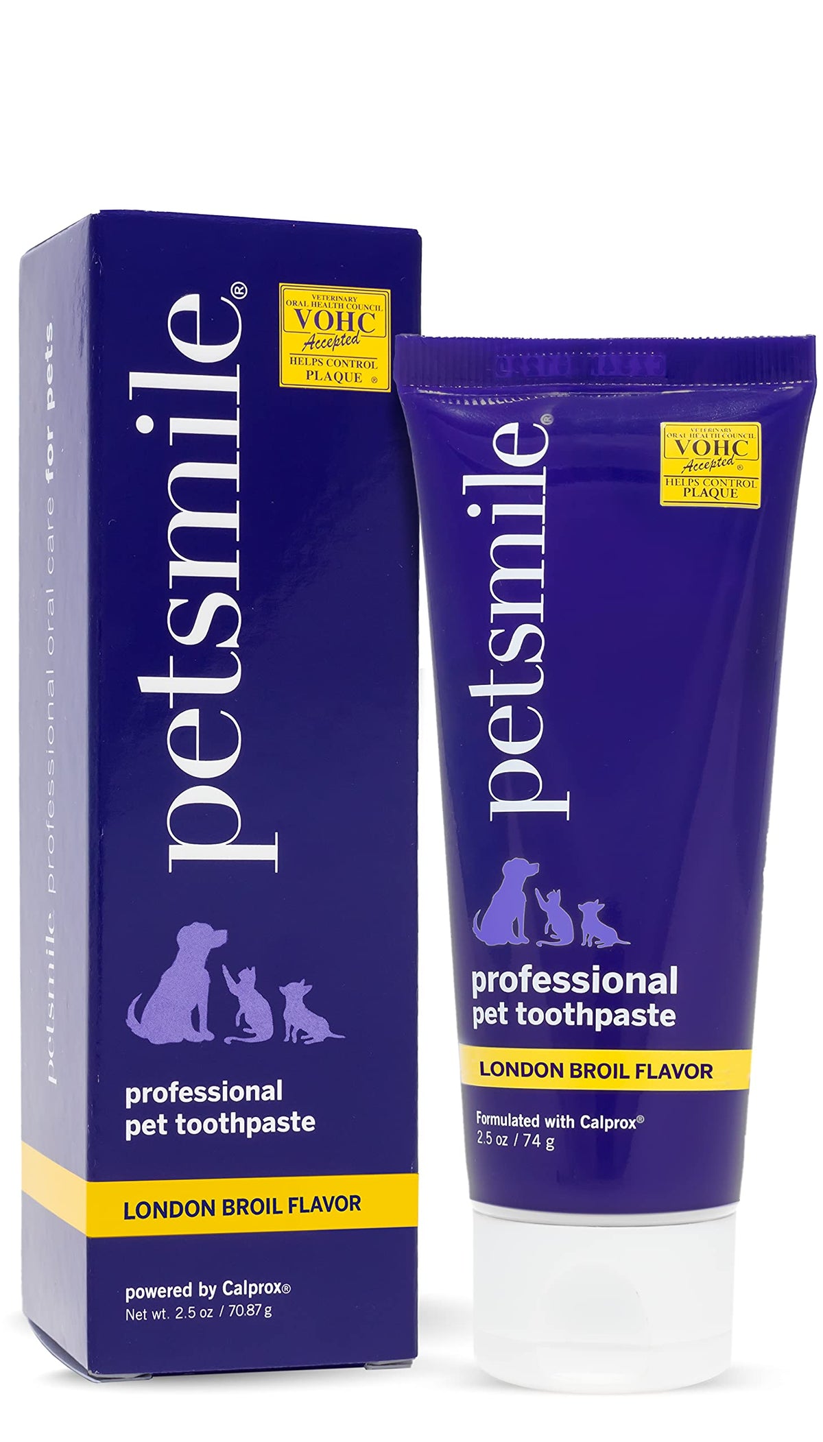 Petsmile Professional Pet Toothpaste - Cat & Dog Toothpaste For Plaque, Tartar, & Bad Breath - Vohc Accepted Non Enzymatic Dental Care For Cat & Dog Teeth Cleaning (London Broil, 2.5 Oz)
