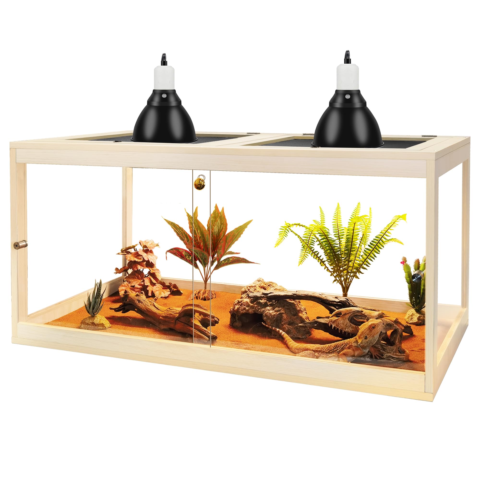 Prolee Reptile Terrarium Tank 60 Gallon Maximum, Lizard Tank Bearded Dragon Tank With Metal Mesh Roof Door, Snake Tank With Lock