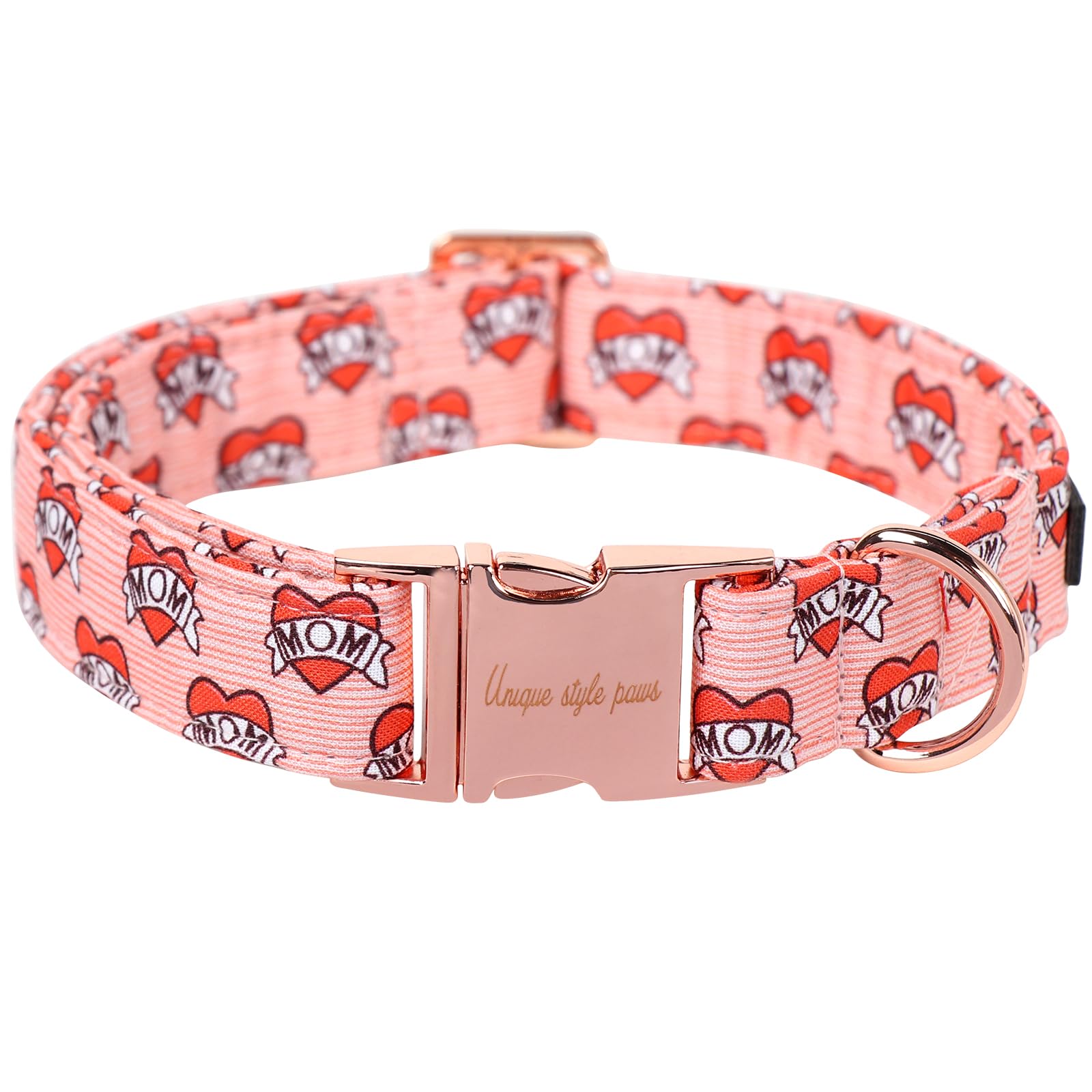 Unique Style Paws Valentine'S Dog Collar Heart Love Collar For Dog Cotton Metal Buckle Dog Collars New
