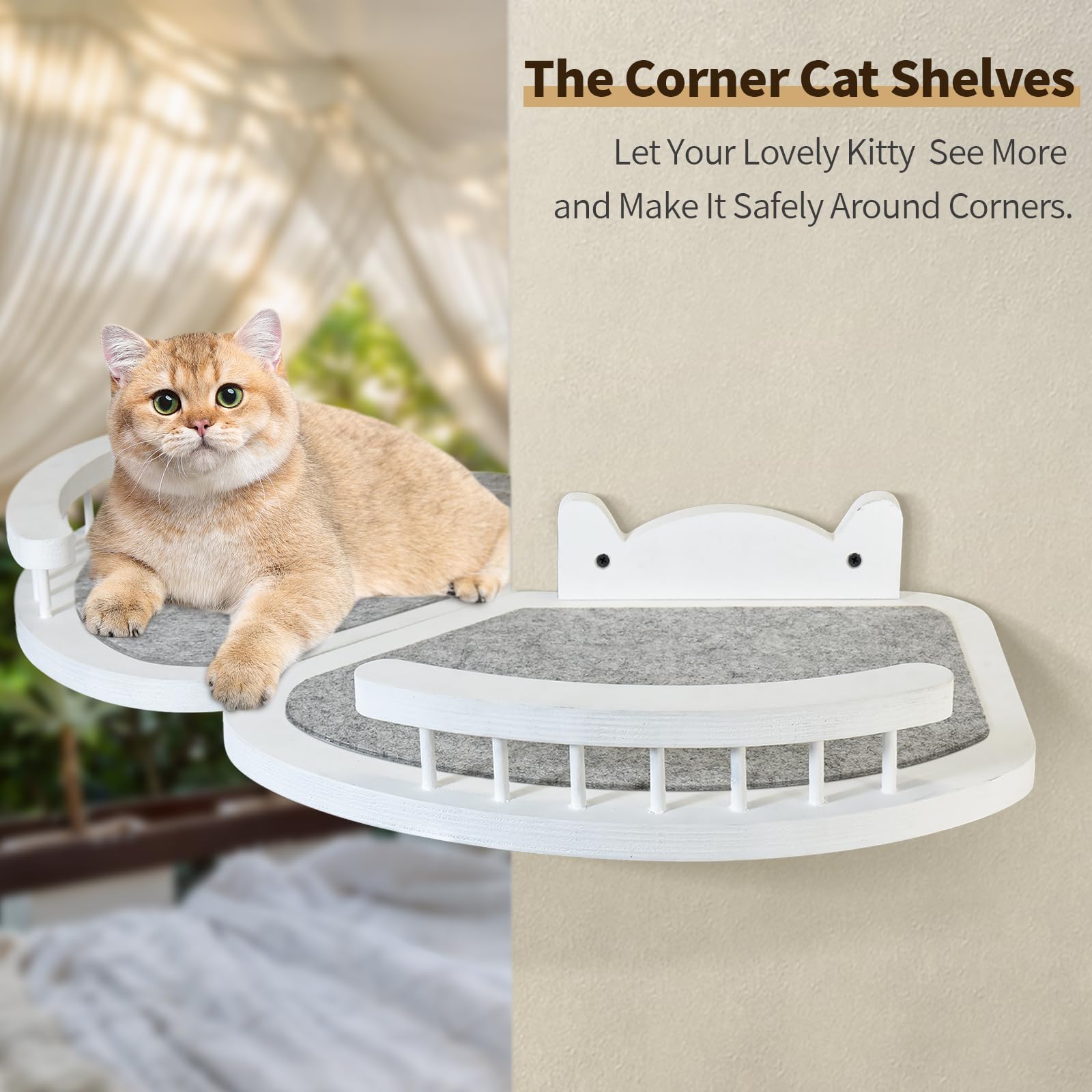 Cat Wall Shelves, Cat Shelves And Perches For Wall, Wood Cat Shelves Wall Mount, Cat Wall Furniture With 3 Cat Wall Steps Cat Sc