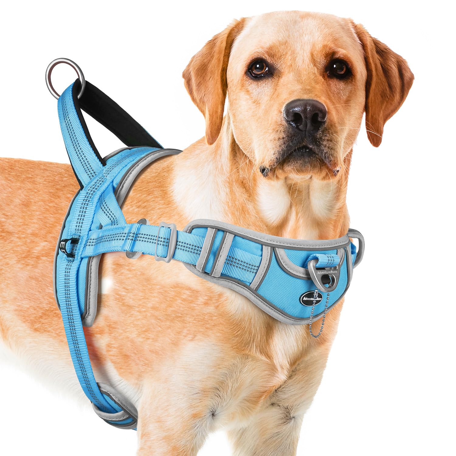 Adventuremore Dog Harness For Medium Dogs No Pull, Sport Dog Halter Harness Adjustable Reflective Dog Vest Escape Proof Dog Harness With Easy Control Front Clip Handle For Training Walking M Blue