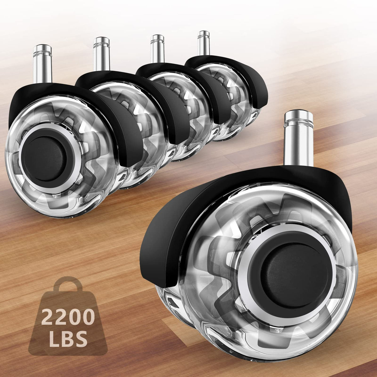 Office Chair Wheels Casters-Protection For Hardwood Floors And Carpet, Heavy Duty Silent Computer Chair Wheels With Standard Ste