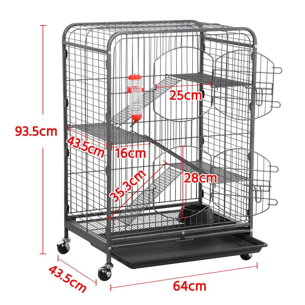 Costoffs 4-Tier Large Ferret Cage Rat Cage Small Animals Hutch W/Rolling Stand & Pet Bowl & Water Bottle For Chinchilla Rabbit Squirrels