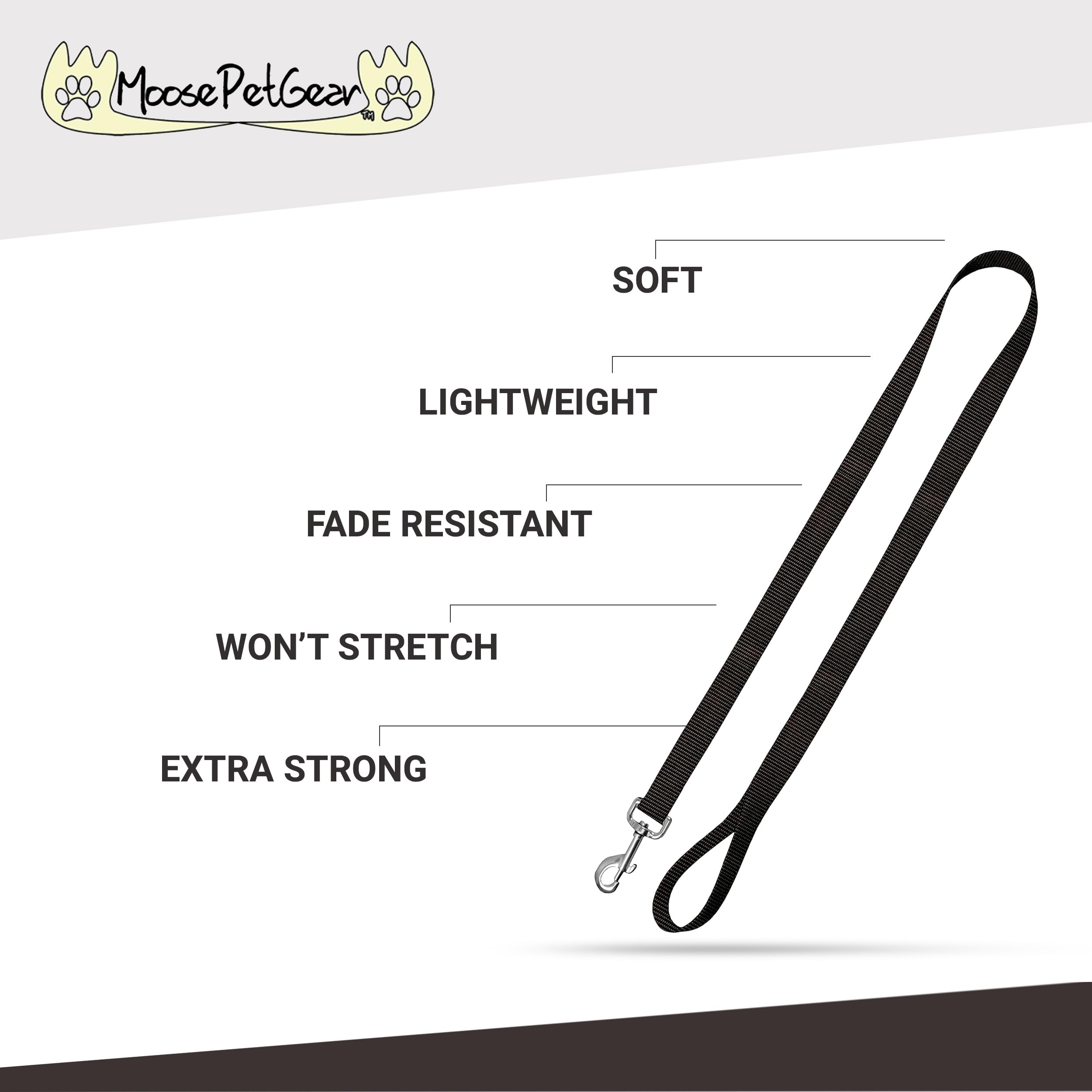 Moose Pet Wear Standard Dog Leash - Colored Heavy Duty Pet Leashes, Made In The Usa - 1 Inch X 6 Feet, Navy Blue