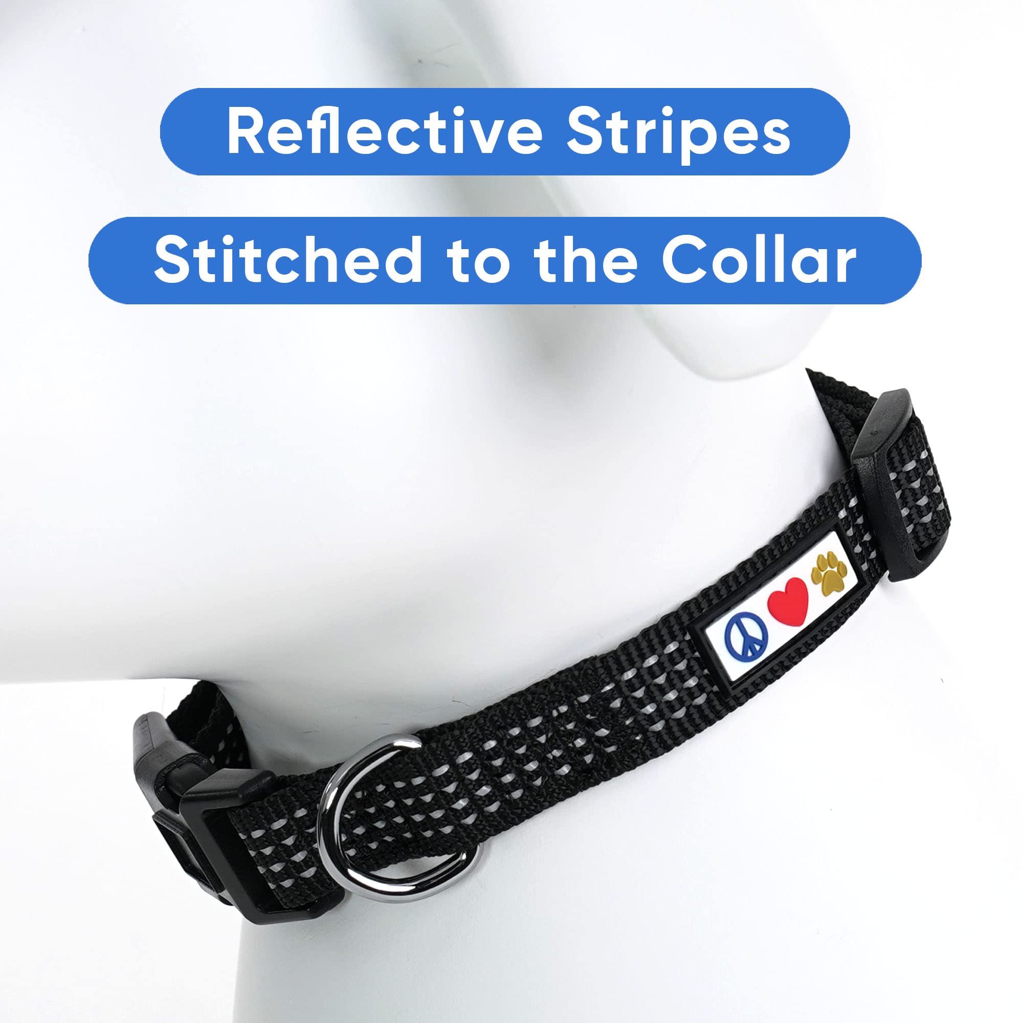 Pawtitas Reflective Dog Collar Adjustable Dog Collars For Large Dogs Puppy Collar Large Dog Collar Black Dog Collar