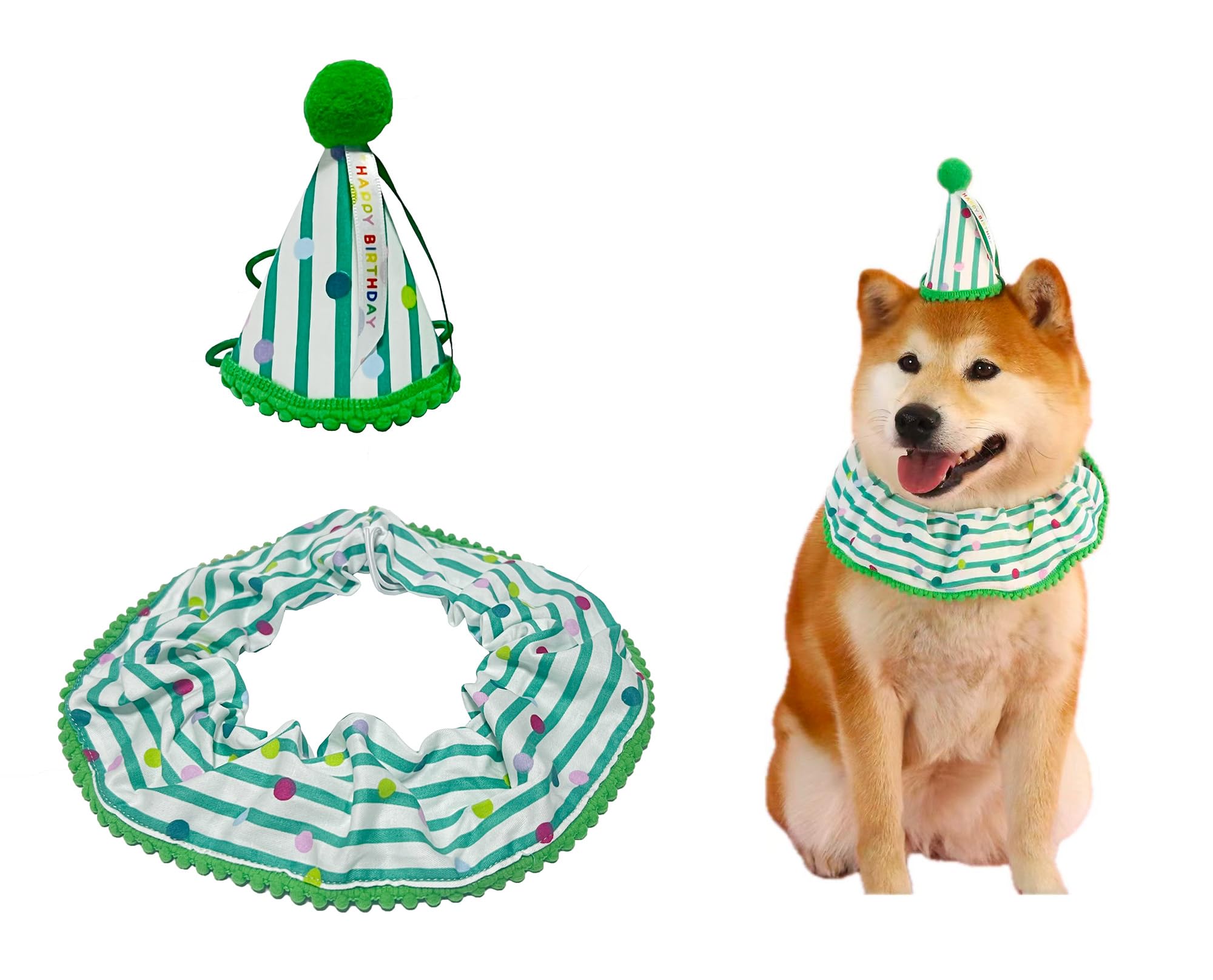 Cat Dog Birthday Bandana Scarf And Party Hat Cute Polka Dot And Stripe Bib Scarf And Birthday Hat Cat Puppy Birthday Party Decor