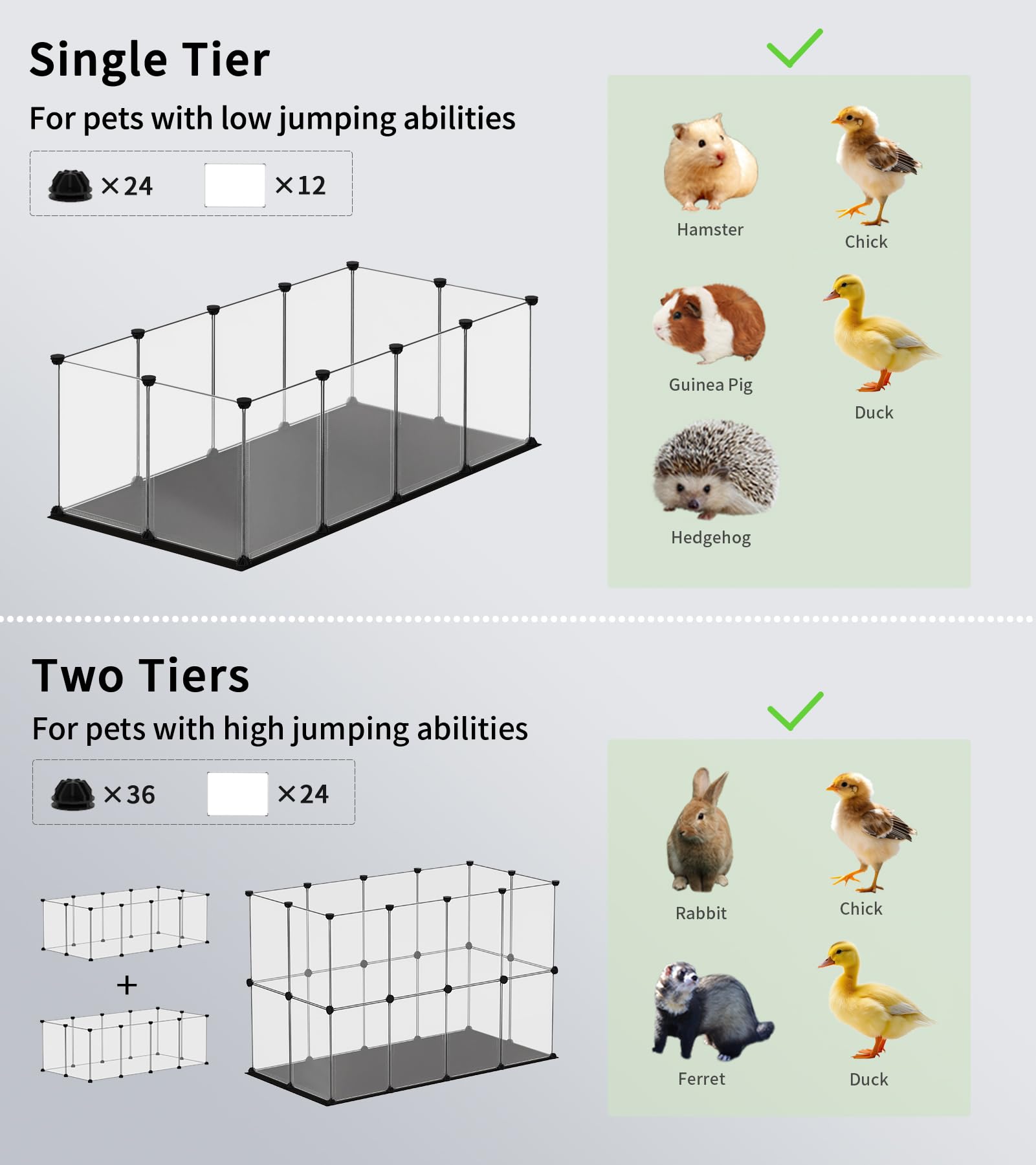 Funhola Small Animal Playpen, Guinea Pig Cages With Waterproof Mat, 24 Panels Pet Playpen For Hamsters, Hedgehog, Bunny, Ferret,