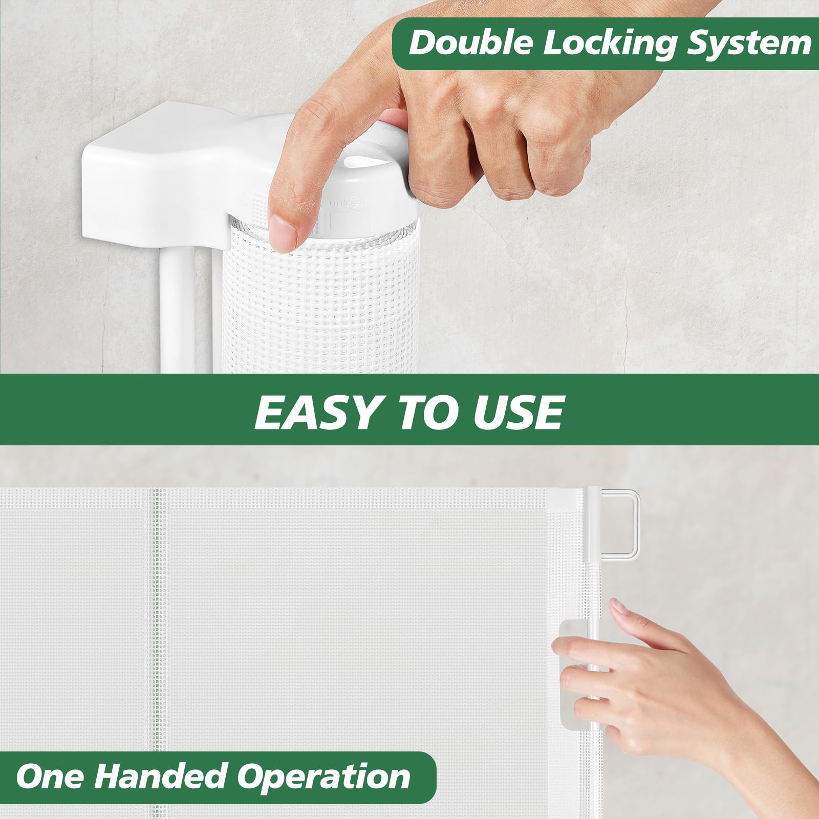 Reinforced 24 Inch Tall Retractable Baby Gates for Dogs, Short Dog Gates to Step Over, Expands 0-55 Inches Wide, Mesh Pet Gate w