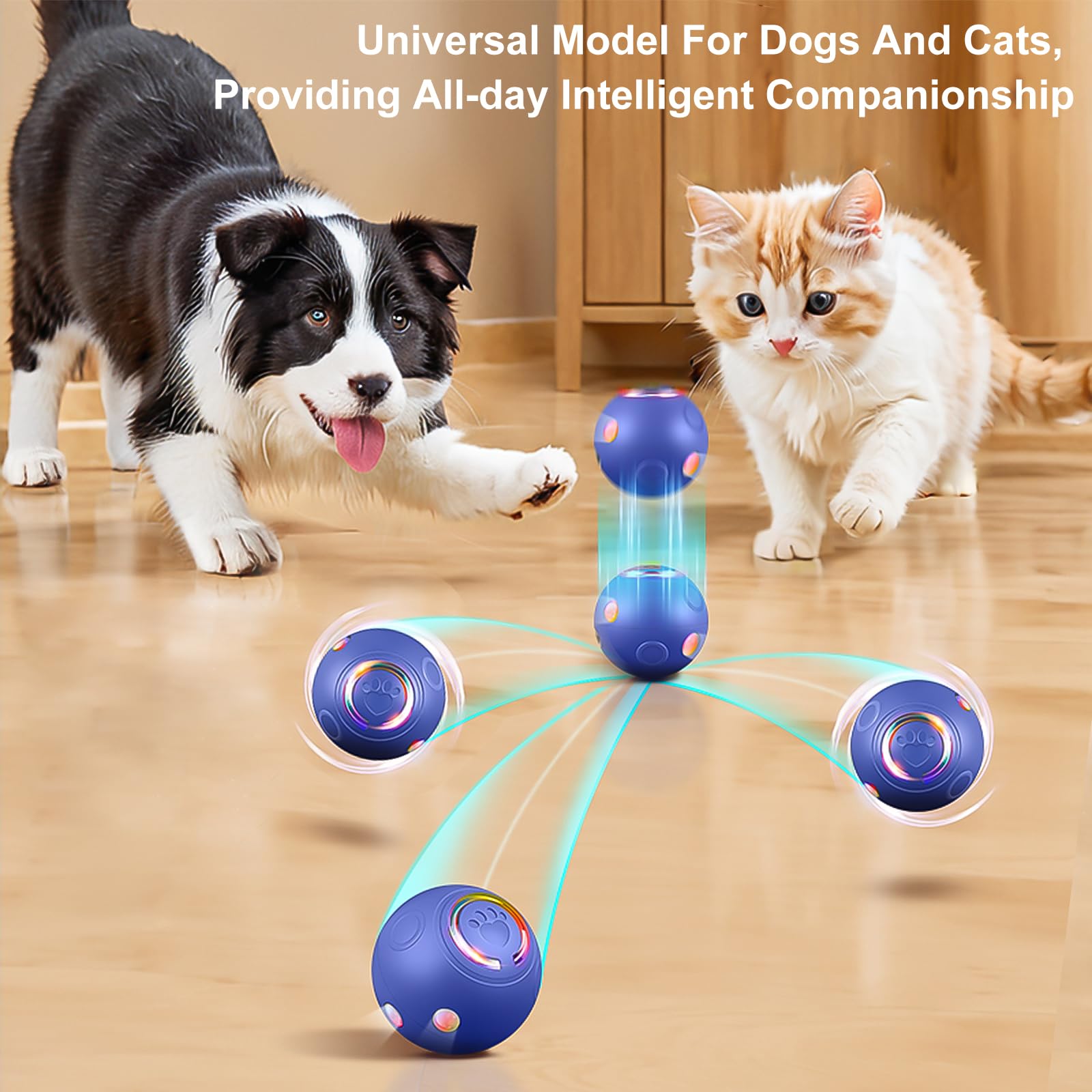 Hvsotv Interactive Dog Ball Toys, Automatic Moving Motorized Rolling Dog Balls, Automatic Bouncing Pet Toy Balls, Usb Rechargeab