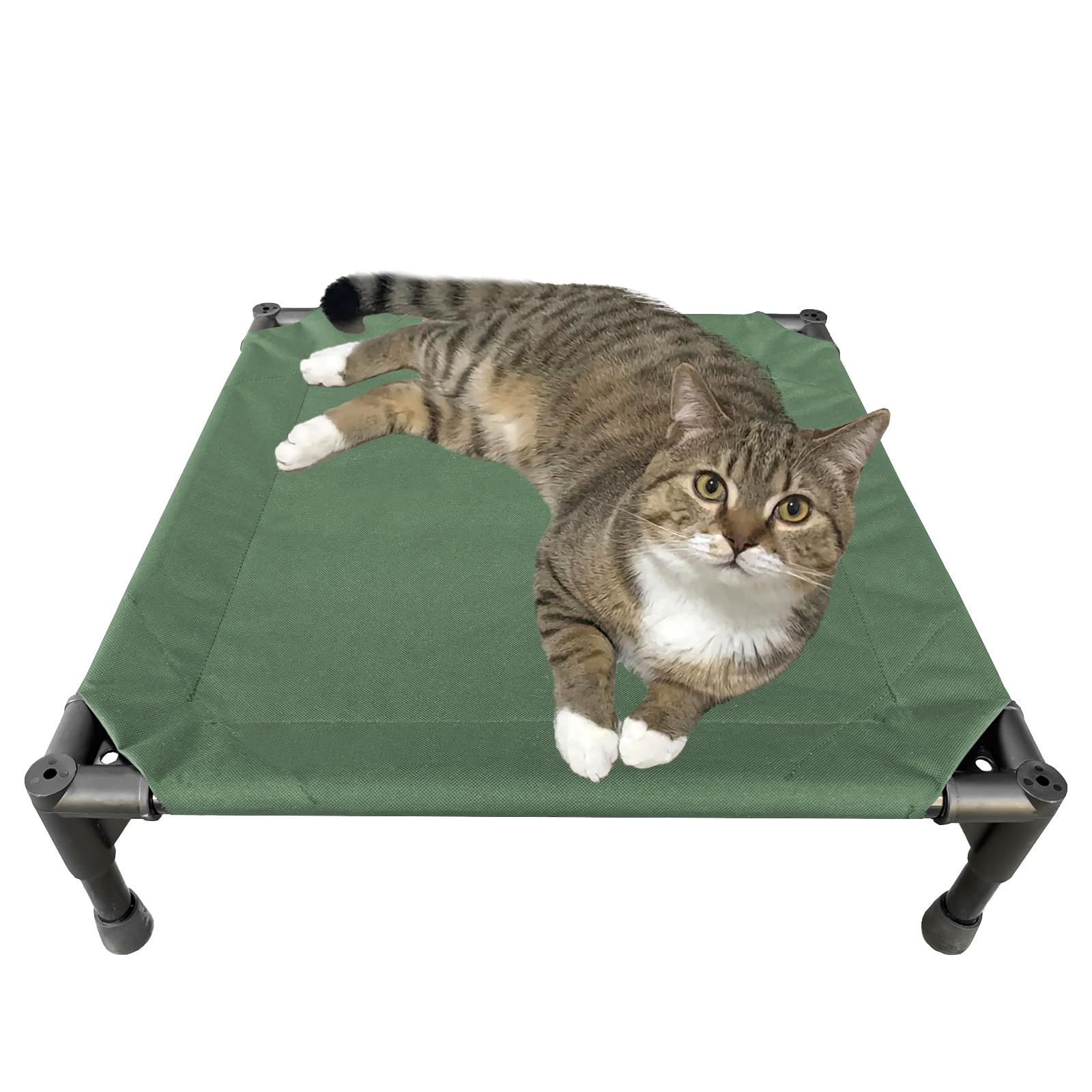 Love&Go Elevated Dog Bed With Metal Frame, Cooling Raised Pet Cot For Dog And Cat (S - Olive Green Bed, Small-18.5X18.5X5.5 Inch