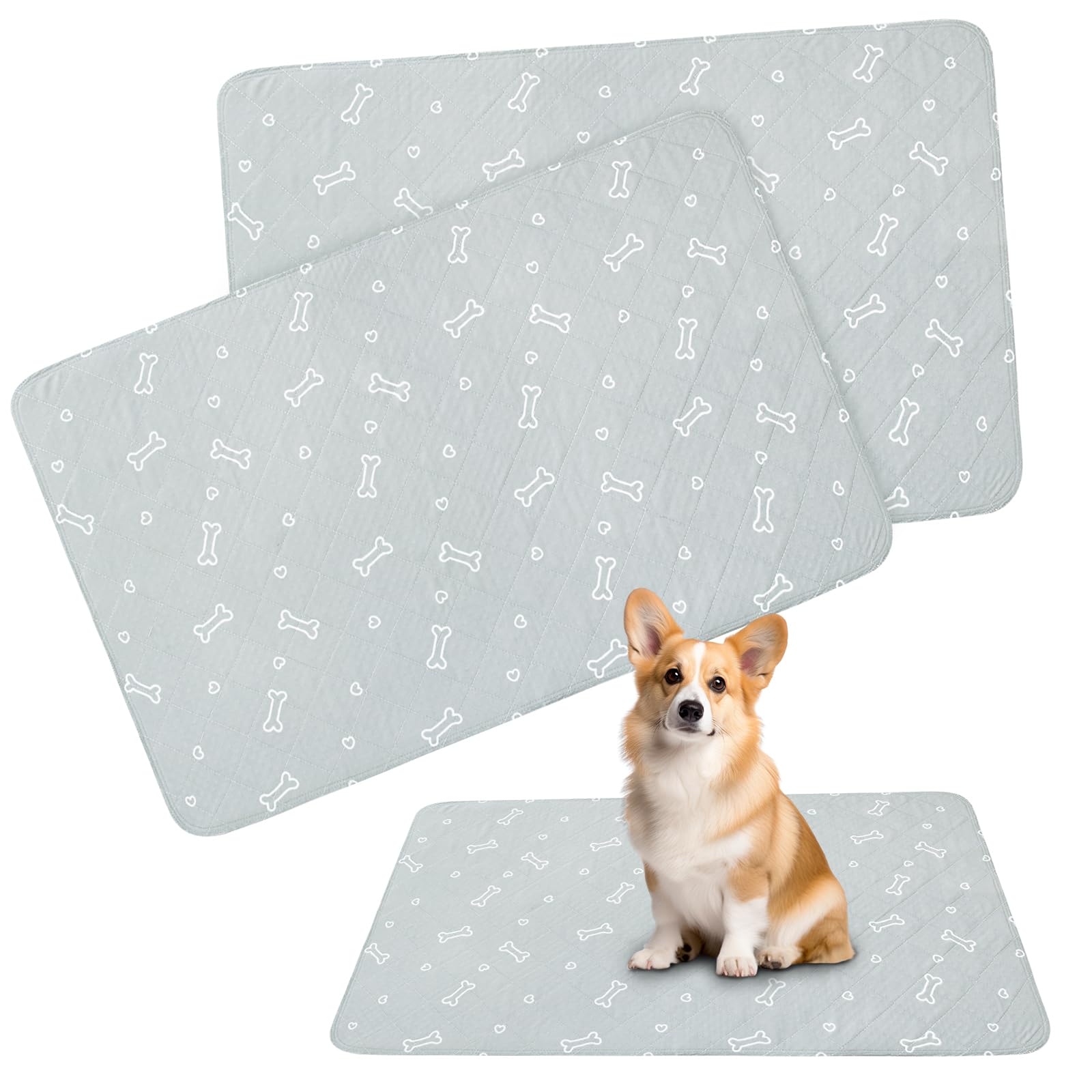 Washable Pee Pads For Dogs, 2 Pack Reusable Puppy Pads 23'' X 36'', Super Absorbent & Waterproof Training Mats For Potty, Crate,