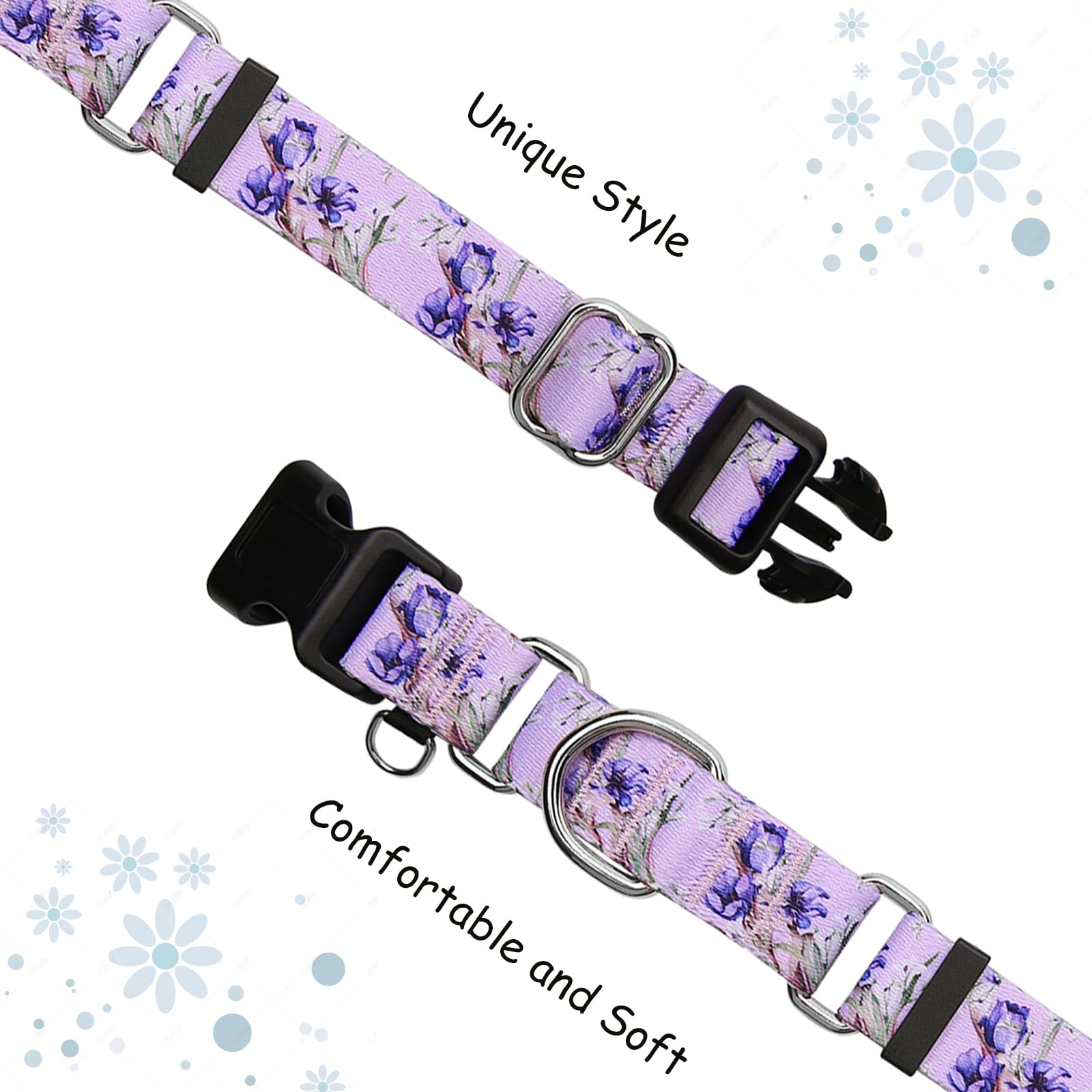 Fidohug Martingale Collar For Dogs Floral Dog Collars For Small Medium Large Dogs With Buckle Adjustable Soft Nylon Dog Collar (