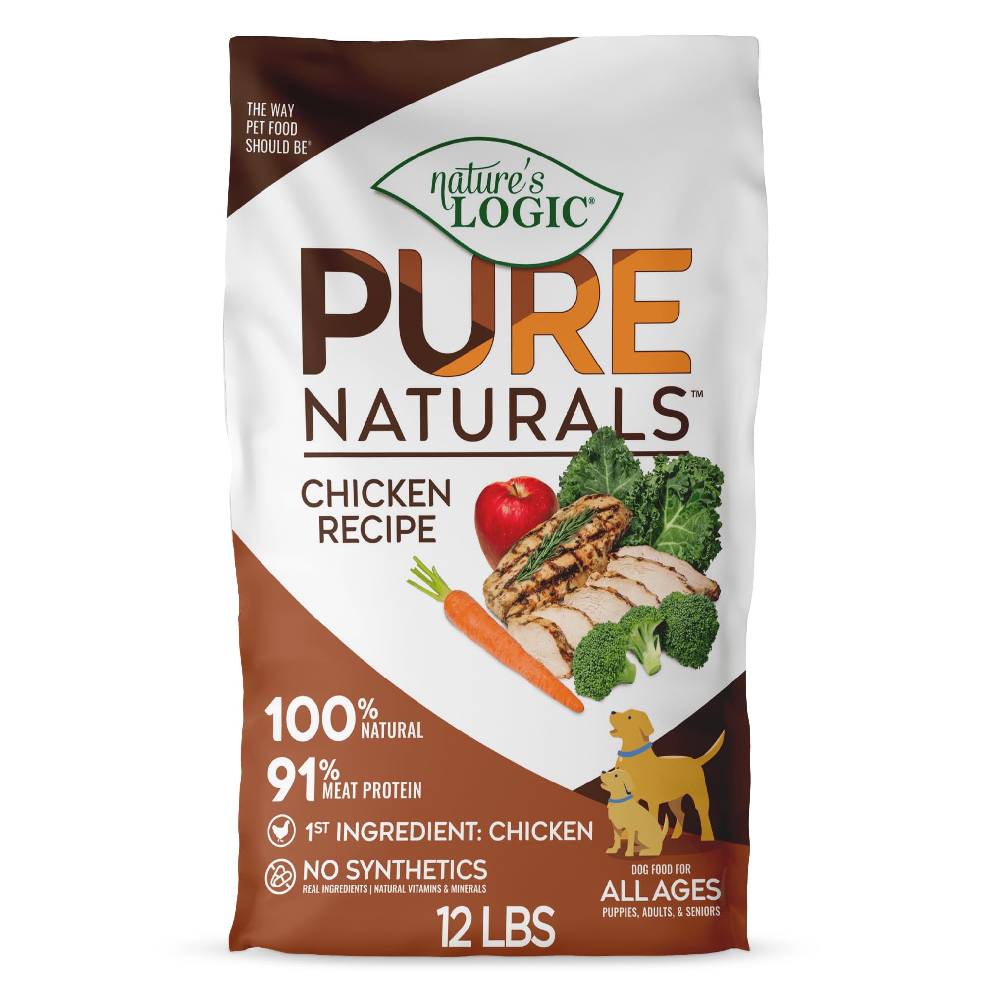 Natures Logic Pure Naturals 100% Natural Chicken Recipe Synthetic-Free Dry Dog Food, 12 lbs