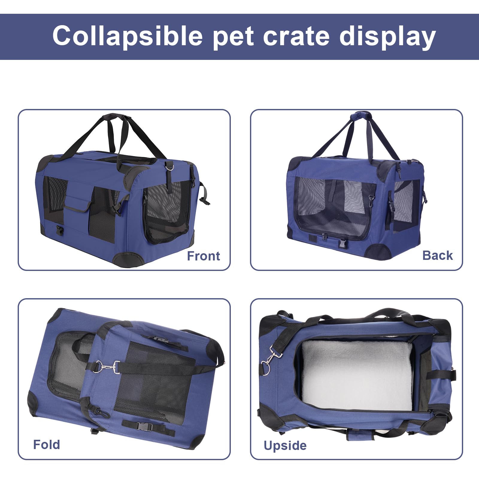 Hepeeng Cat Carrier Pet Carrier Bag Dog Crate 24x 16x 16Portable Collapsible with Soft Warm Blanket/Bowl for Puppy Up to 25 lbs