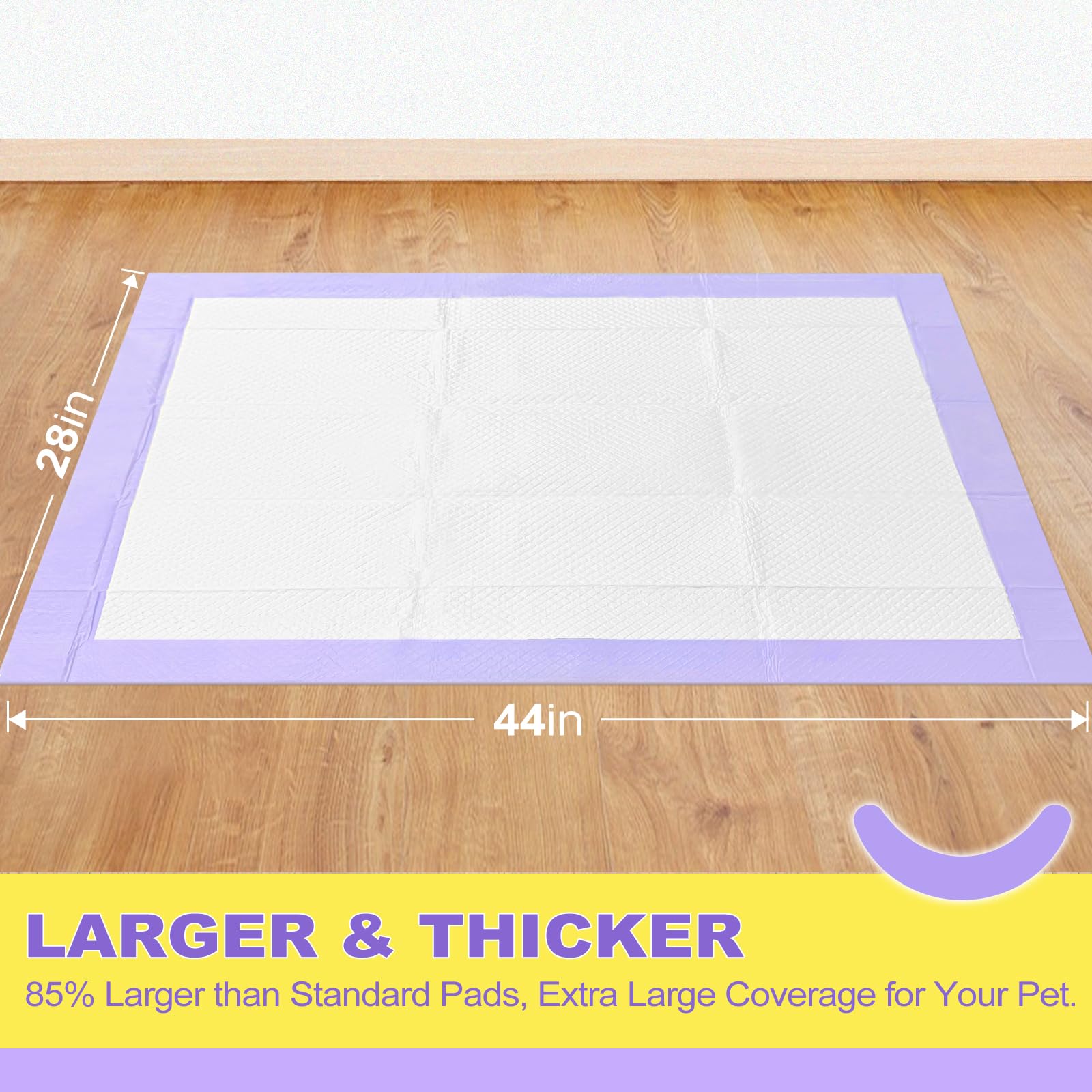 MIZOK Dog Pads Extra Large 28x44in Potty Pads for Dogs XXL, Puppy Pads Lavender Scented Odor Control, Pee Pads for Dogs Ultra Ab