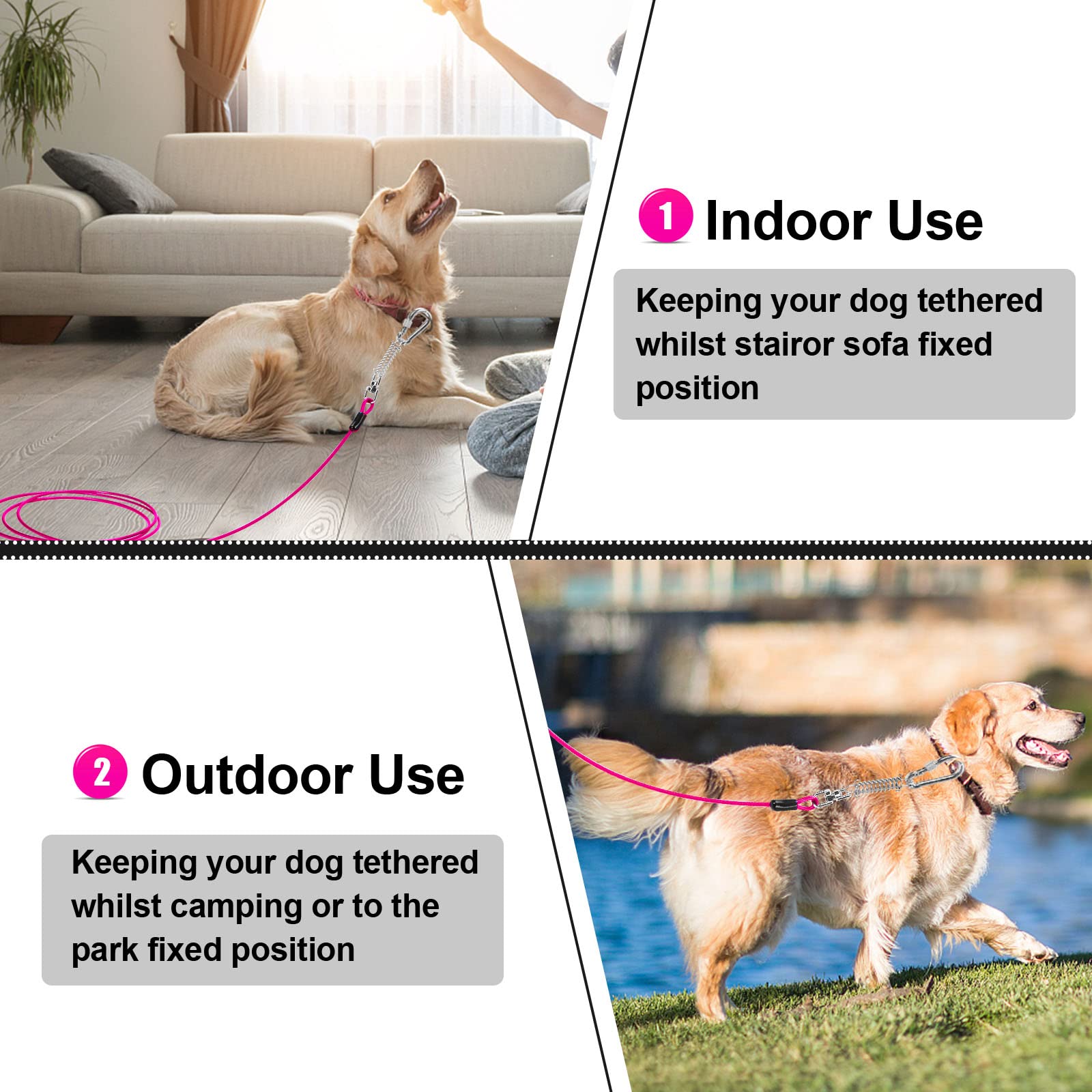 Jenico Dog Tie Out Cable - 40 Ft Dog Runner Cable With Swivel Hook, Dog Leash Run Tether For Yard Outdoor And Camping, Rust- Proof Training Line For Small To Medium Pets Up To 500 Lbs