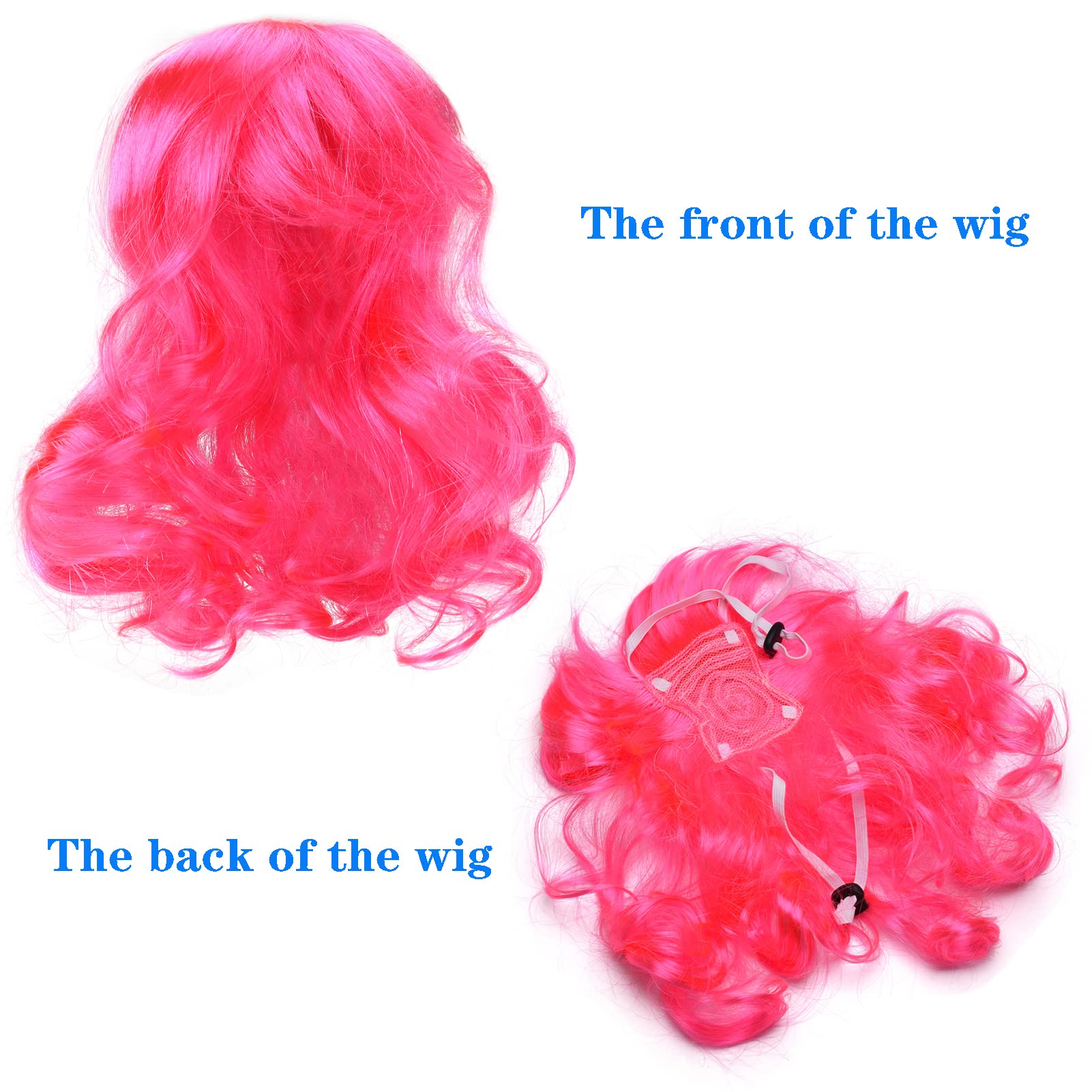 Funny Dog Cat Cosplay Wig, Pet Wigs For Halloween, Christmas, Parties, Festivals, Dog Wigs For Small Medium And Large Dogs(Rose Red Long Curly Hair)