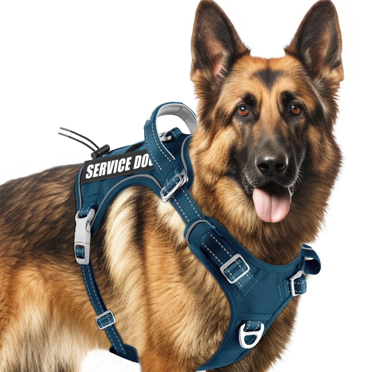BARKBAY Service Dog Vest Tactical Dog Harness Medium Large Sized Dog Tags Personalized No Pull Adjustable Harness Reflective Wor