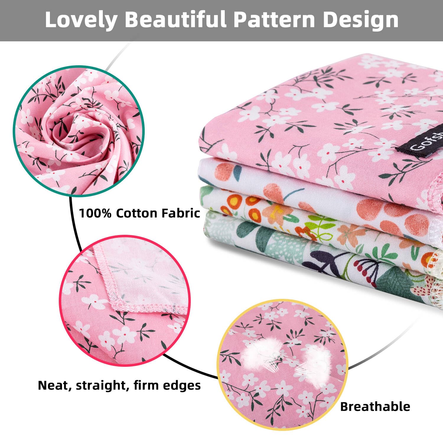 Gofshy Summer Spring Dog Bandanas-4PCS Pink Green Orange Floral Printing Dog Scarf Bib Kerchief Breed for Girl Dogs Small XS Pet