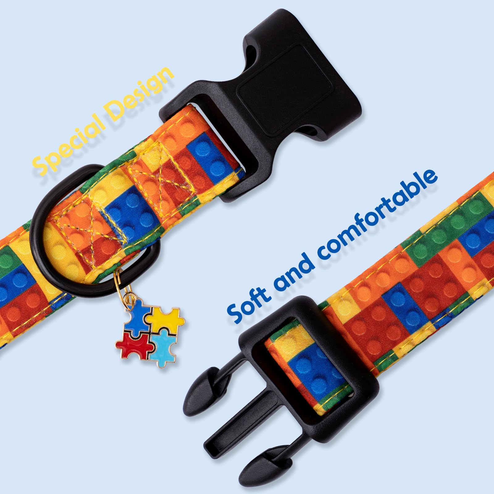 Faygarsle Dog Collar For Small Medium Large Dogs Colorful Puppy Collars For Female Dogs Toy Building Blocks Patterned Pet Collar