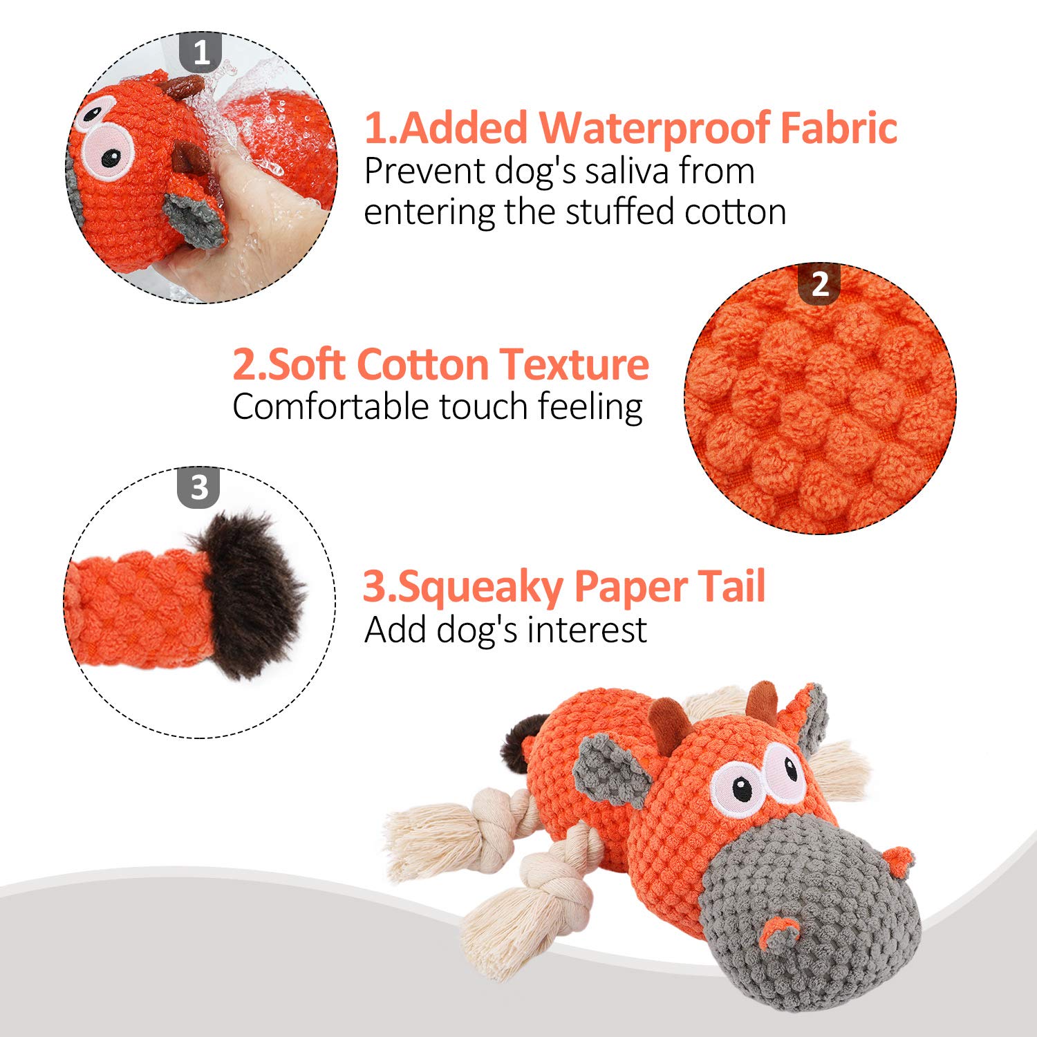 Iokheira Dog Plush Toy For Large Aggressive Chewers,Indestructible Dog Squeaky Toys,Stuffed Animals Toys With Cotton Material An