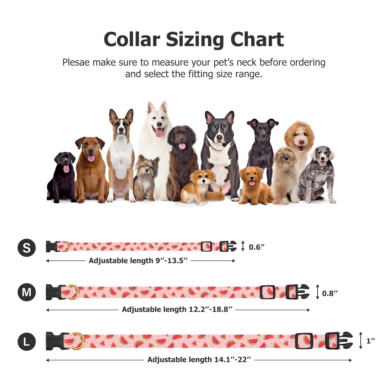 Handmade Dog Collar for Small Medium Large Dogs,Pink Watermelon with Pendant Fall and Winter Fashions Dog Collar,Ideal for Girl