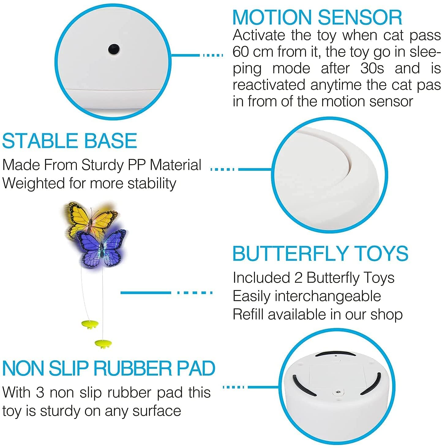 All For Paws Motion Activate Cat Toys Interactive Flutter Butterfly Kitten Enrichment Toy With One Replacement For Indoor Cats