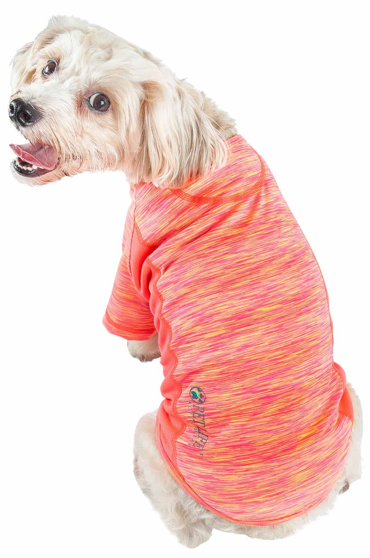 Pet Life ® Active 'Warf Speed' Heathred Dog Fitness And Yoga Pet T-Shirt Dog Clothes - Performance Dog T-Shirt With 4-Way-Stretch, Reflective And Quick-Dry Technology - Summer Dog Shirts X-Large