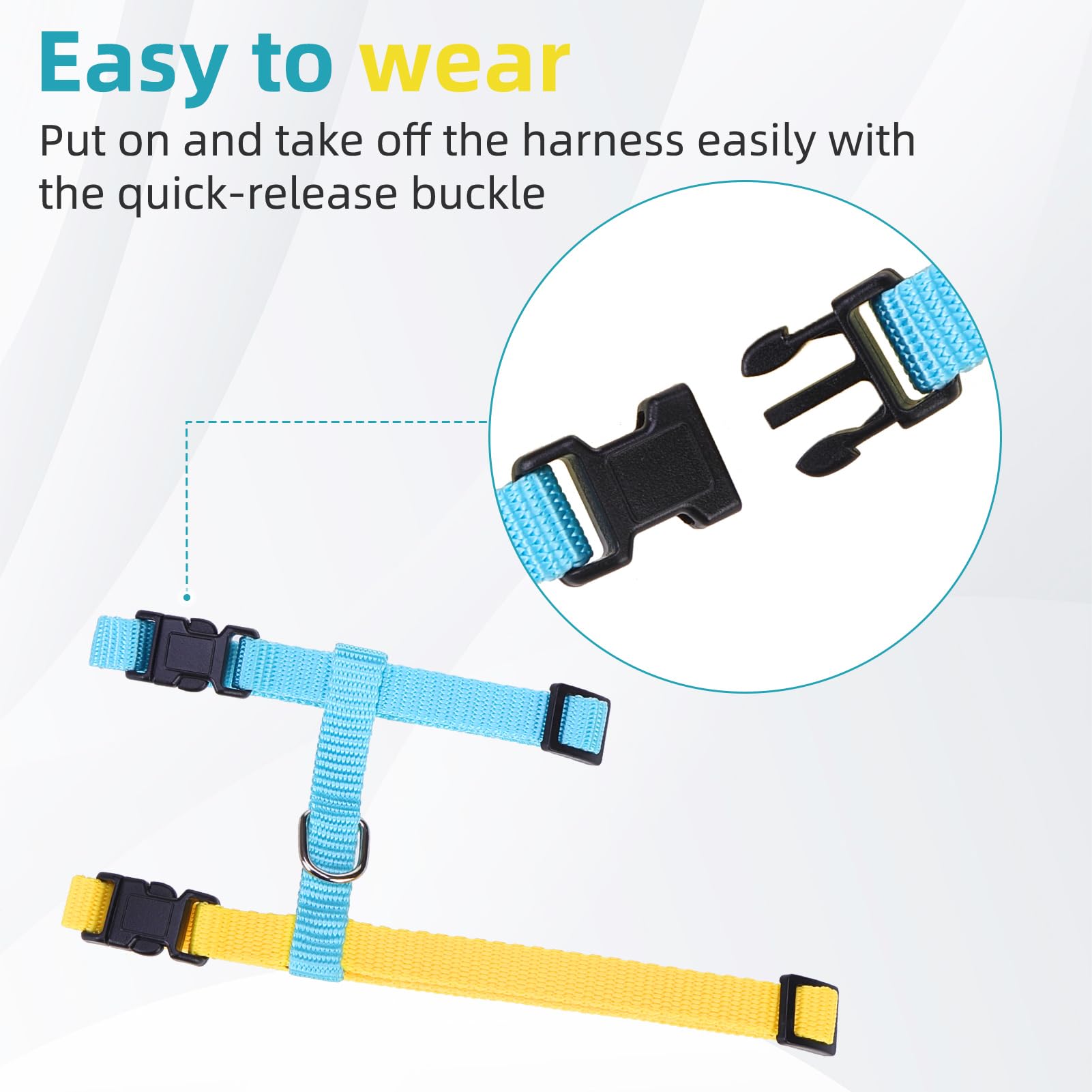 Pupteck Adjustable Cat Harness And Leash Set Escape Proof Kitten Strap Collar For Walking Travel, Blue Yellow