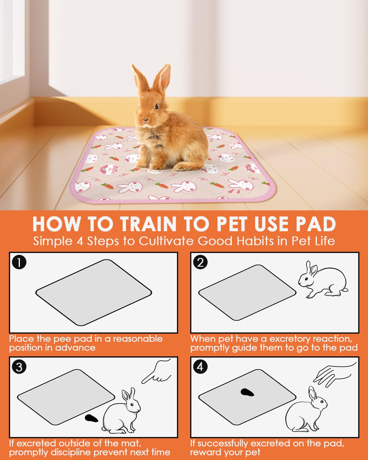 Bissap 2 Packs Guinea Pig Cage Liners, 11.8 ' 'X13.7 ' ' Washable Guinea Pig Pee Pads Non Slip Reusable Fast and Super Absorbent