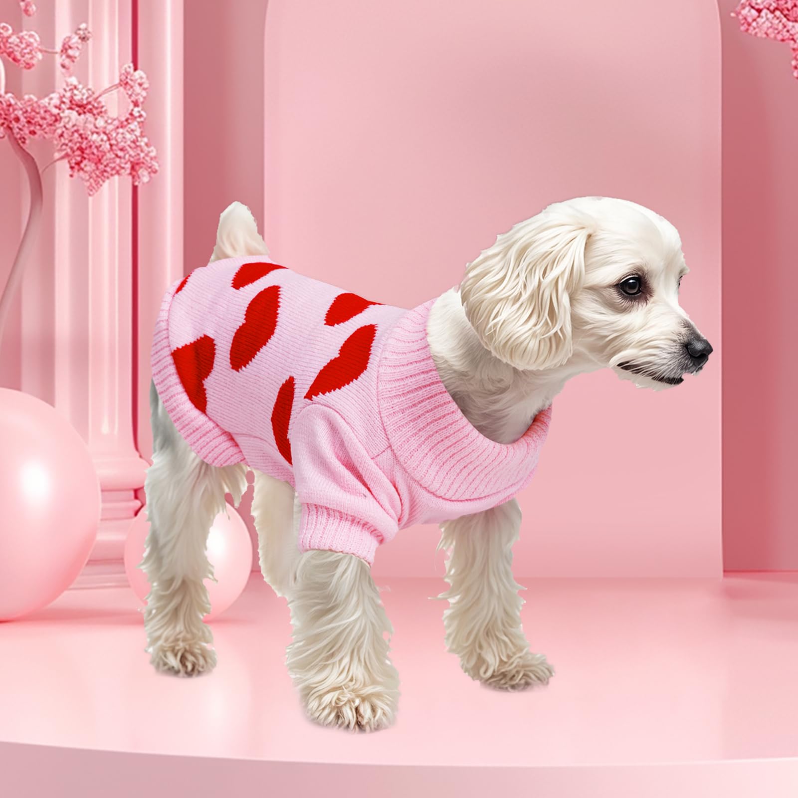 Pistha Pet Sweater Dog Heart Sweater Cute Puppy Cat Knitted Sweater Warm Winter Apparel Dog Holiday Clothes For Small Dogs Cats(