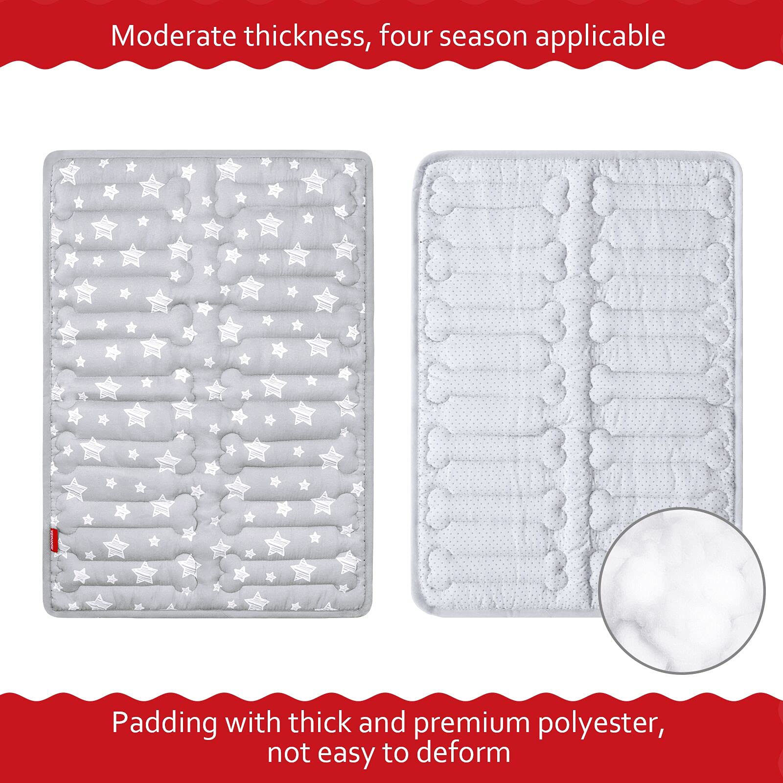 Dog Crate Mat (24'' X 18''), Soft Dog Bed Mat with Cute Prints, Personalized Dog Crate Pad, Anti-Slip Bottom, Machine Washable K