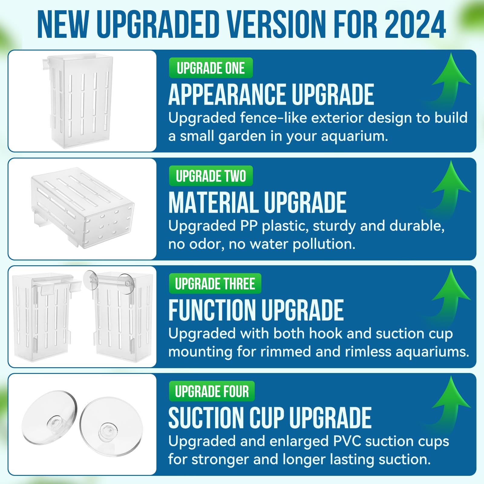 Upgraded Large Aquarium Plant Holder with Hooks and Suction Cups for Fish Tank Aquaponic Plant Cultivation and Aquascape Decorat