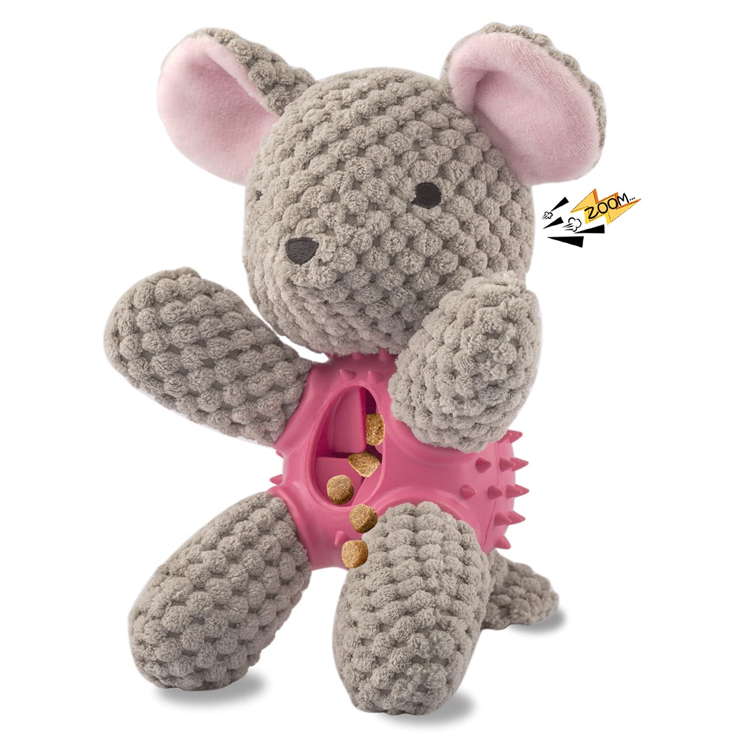 GOOLA Dog Squeaky Toys, Interactive Durable Plush Dog Toy with Squeaker and Crinkle Paper, Natural Rubber Chew Puzzle Dog Toys L