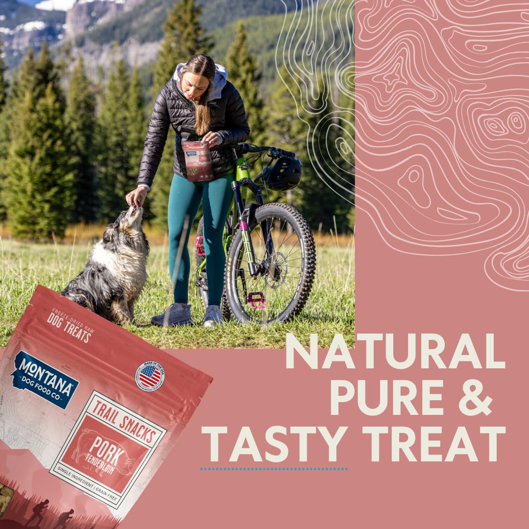 MONTANA DOG FOOD CO. Freeze-Dried Pork Tenderloin Dog Treats - 100% Natural, Single Ingredient, High Protein, Grain-Free, Made i
