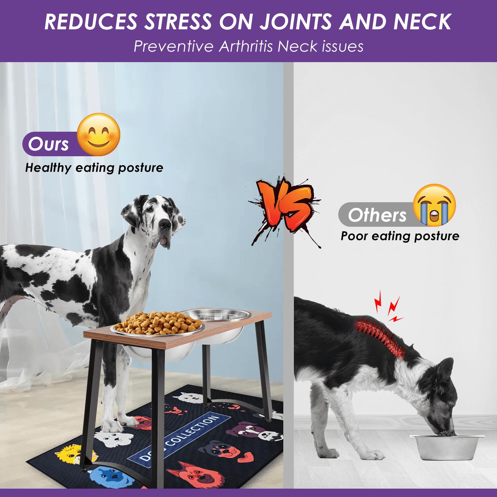 TIDANT Elevated Dog Bowls for X-Large Dogs with Spill Proof Mat 2 X-Large 3000ML(13CUPS) Stainless Steel Dog Bowls, 16.5'' Tall