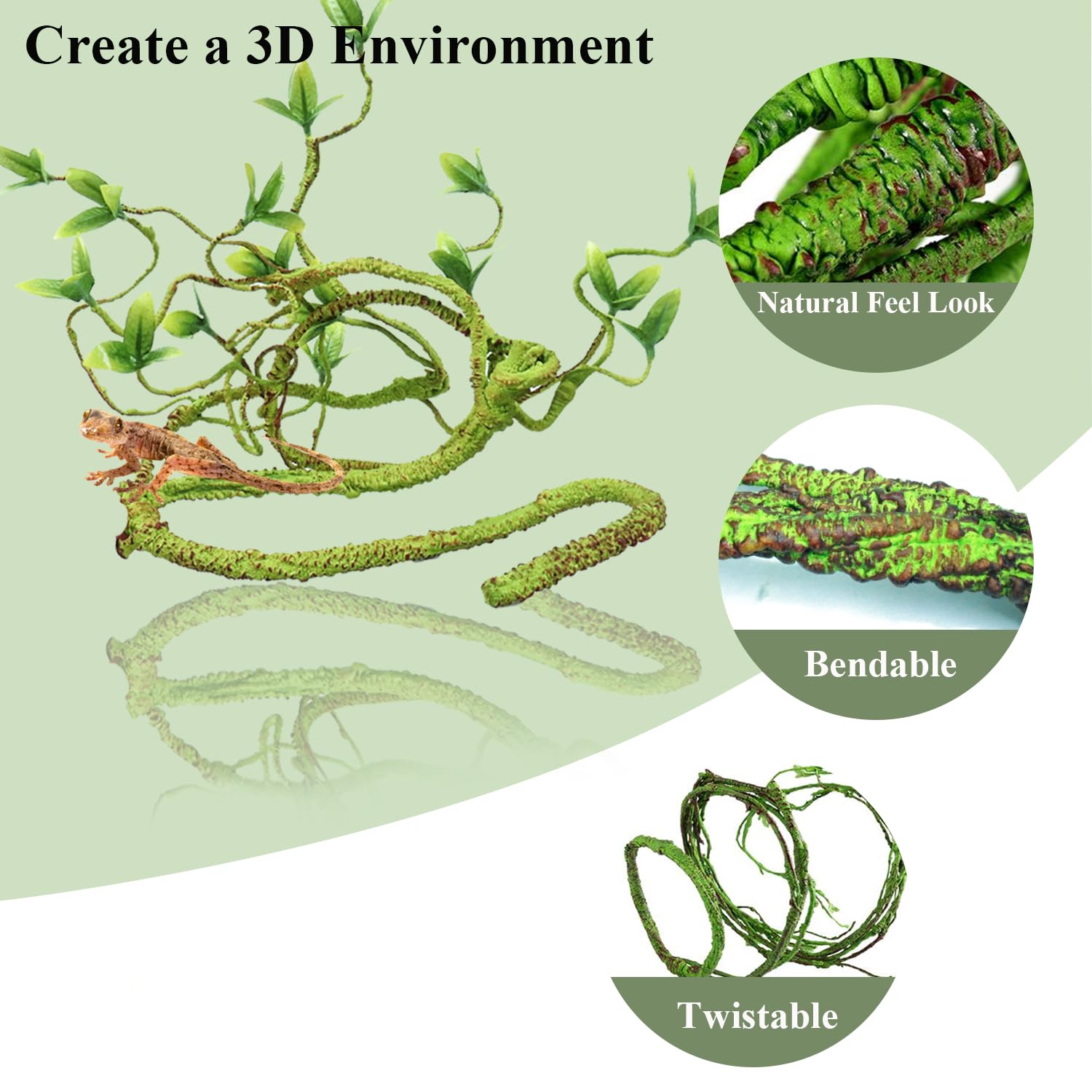 RUNANIA Bearded Dragon Tank Accessories, 10 PCS Reptile Hammock Plants Bridge Jungle Climber Vines for Snakes Bearded Dragon Cha