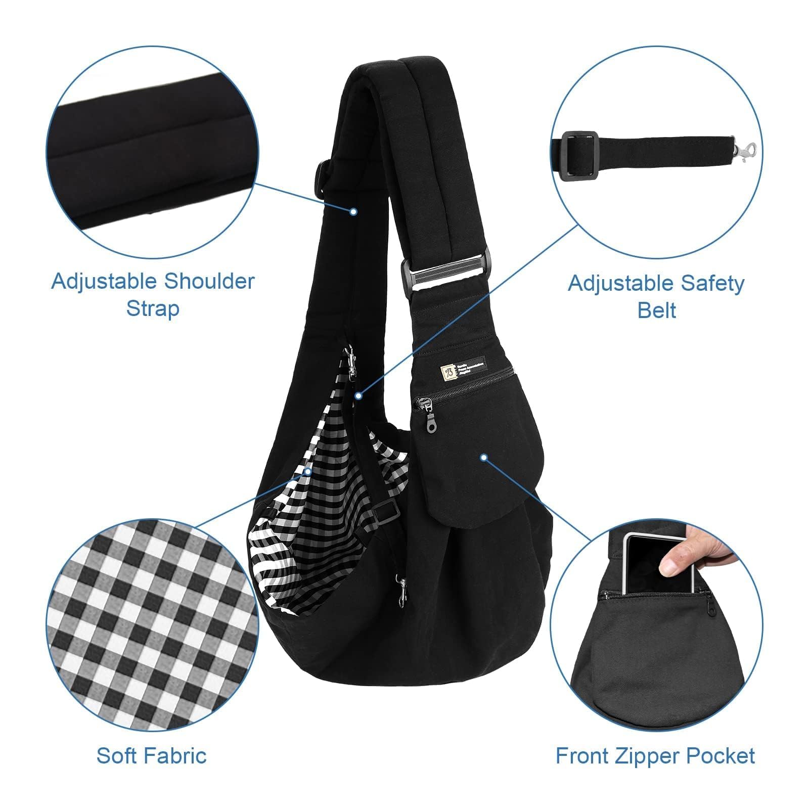 Upgraded Hands-Free Dog Sling Carrier - Reversible, Adjustable, With Pocket, Puppy Sling, Suitable For Dogs Up To 15Lb, Great Fo