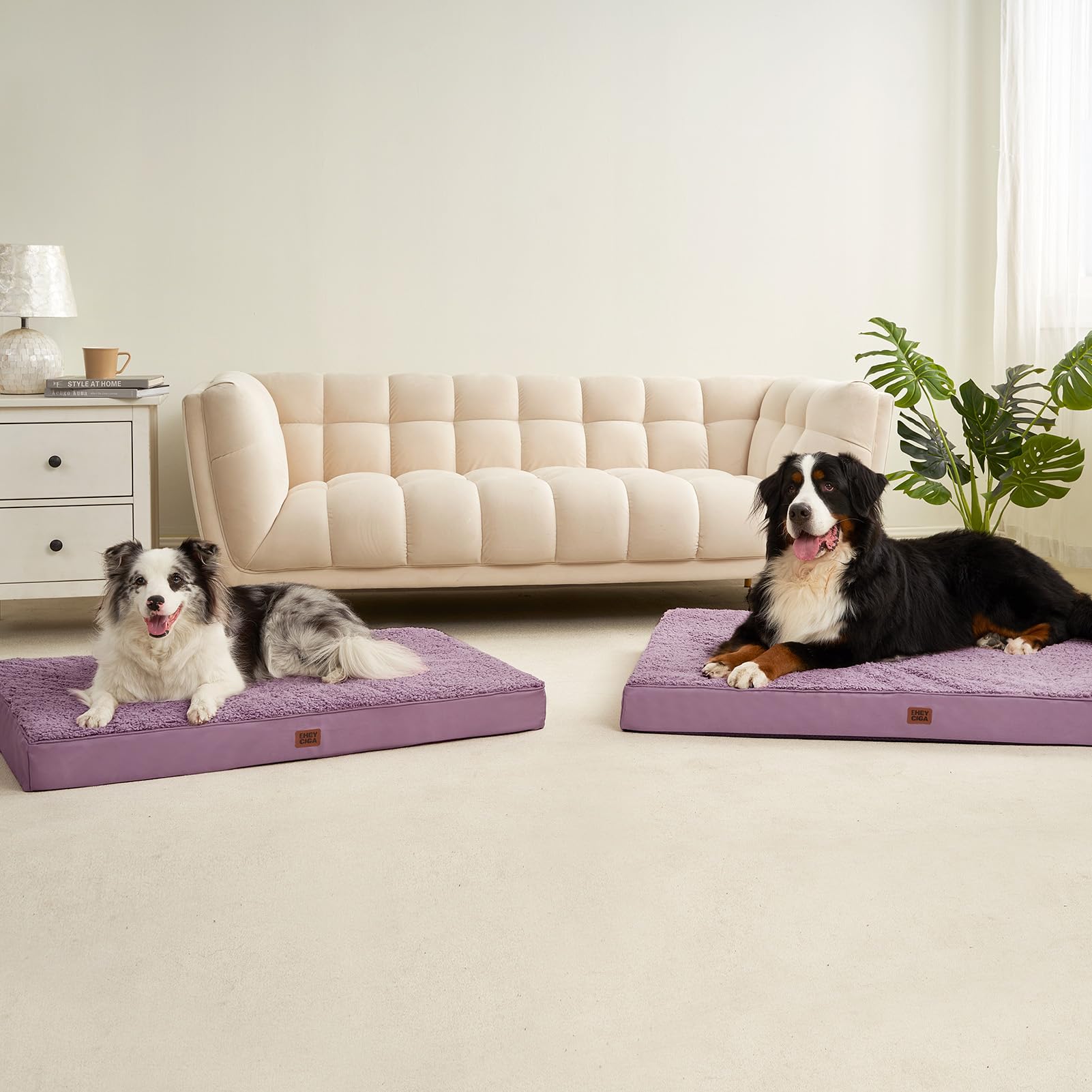 EHEYCIGA Orthopedic XL Dog Beds for Extra Large Dogs with Removable Washable Cover for Crate, Fog Purple, 41x27