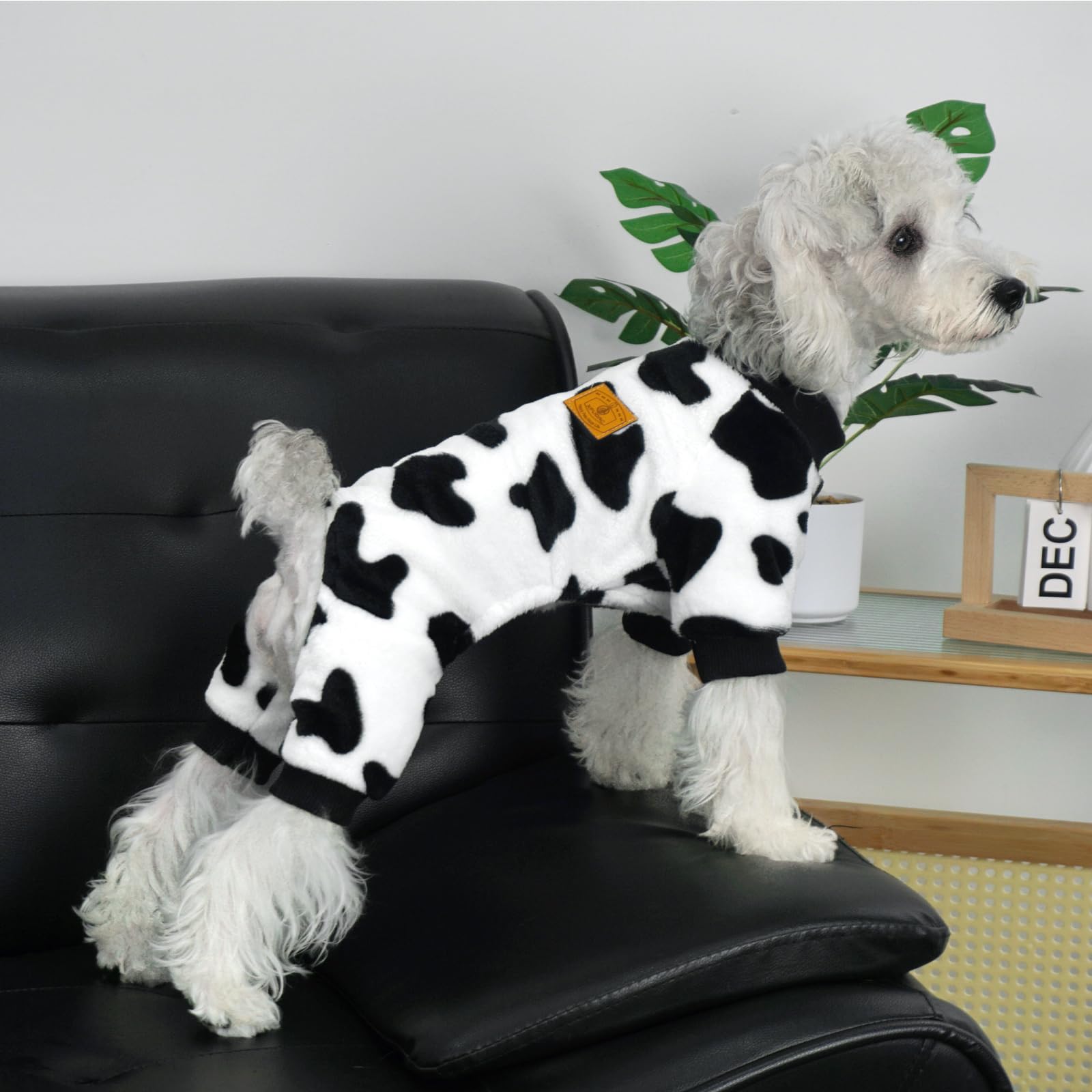 XPUDAC Cow Dog Sweater, Dog Winter Clothes for Small Medium Dogs Girl Boy Fleece Dog Pajamas for Winter Christmas, X-Small