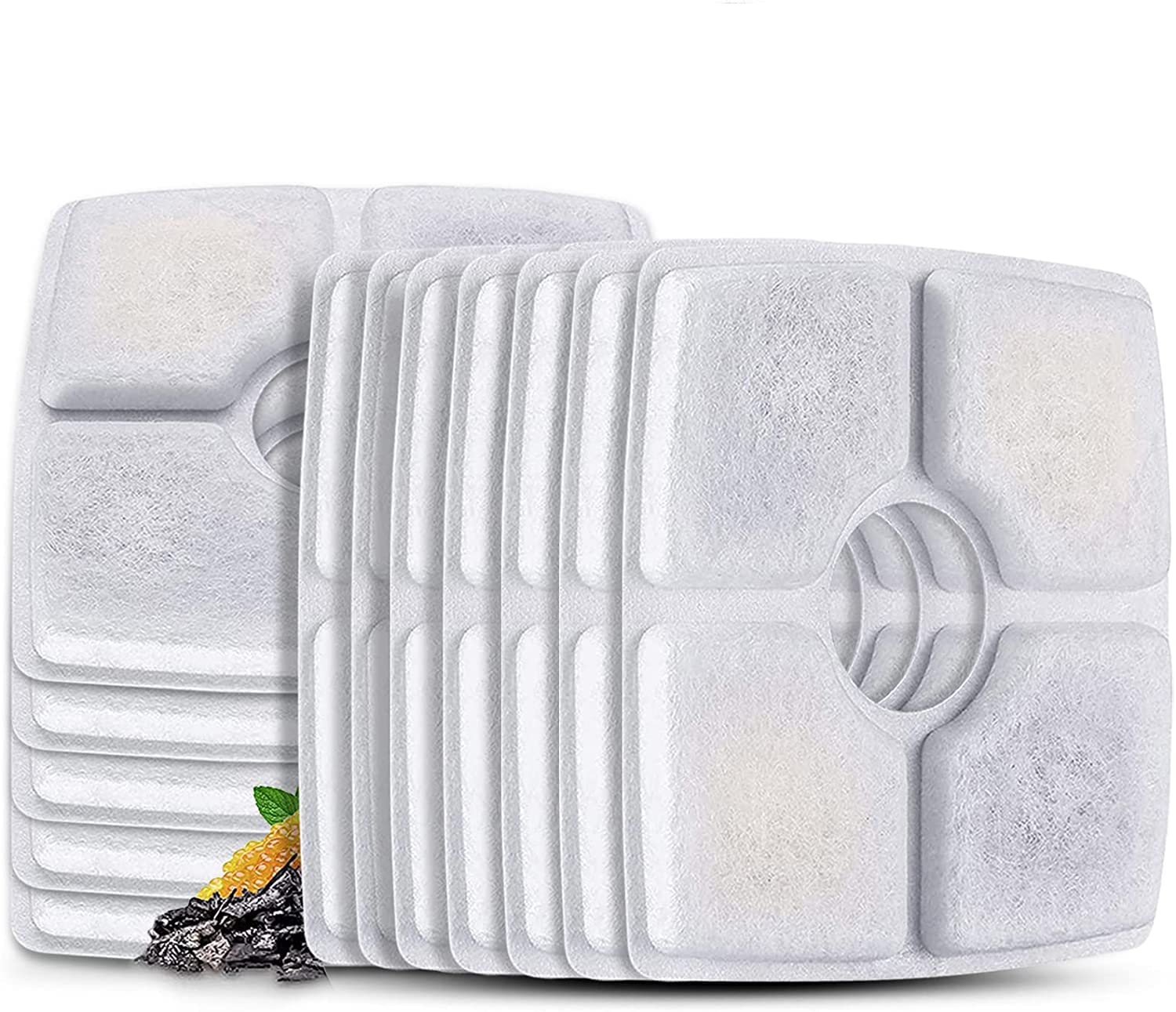 Cat Water Fountain Filters, 12 Pack Replacement Filter Fit for Top Square 84oz/2.5L Cat Pet Fountain, 3 Filtration System