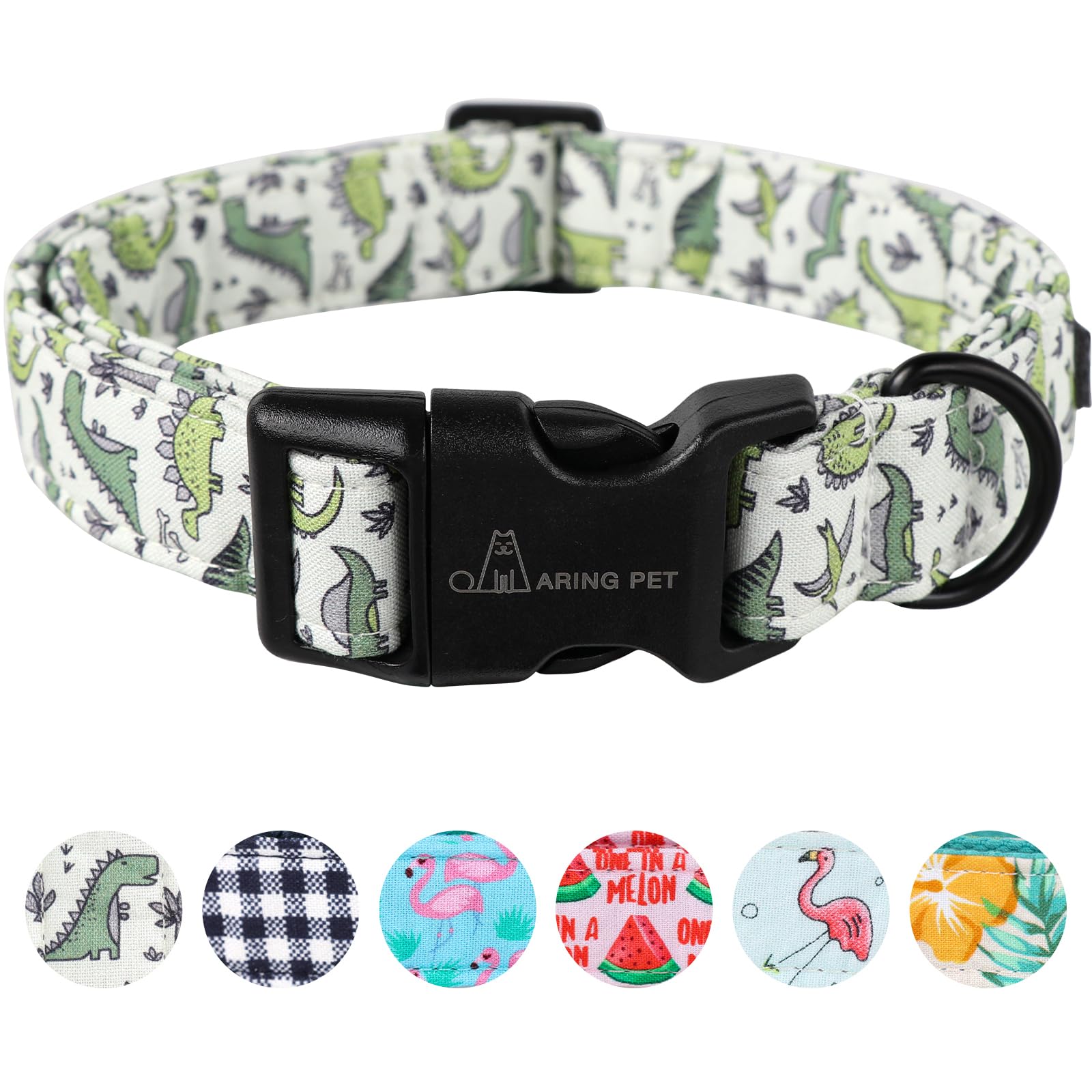 Aring Pet Dinosaur Dog Collar-Cute Dog Collar For Small Dogs, Adjustable Comfortable Cotton Boy Dog Collars For Small Medium Large Dogs, Large