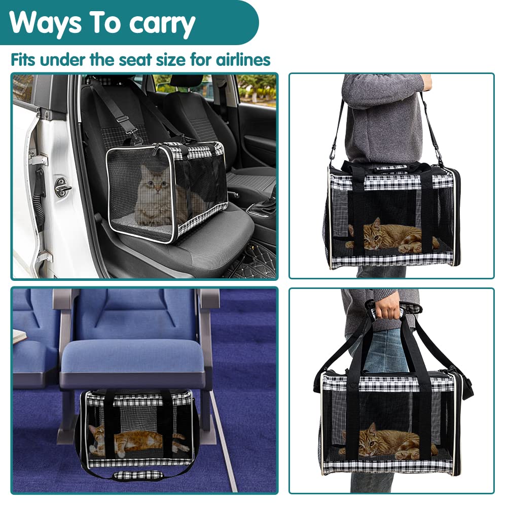 Expawlorer Large Cat Carrier For 2 Cats, Soft-Sided Pet Carrier For Cat,Top Load Cat Carriers For Medium Cats Under 25,Airline A