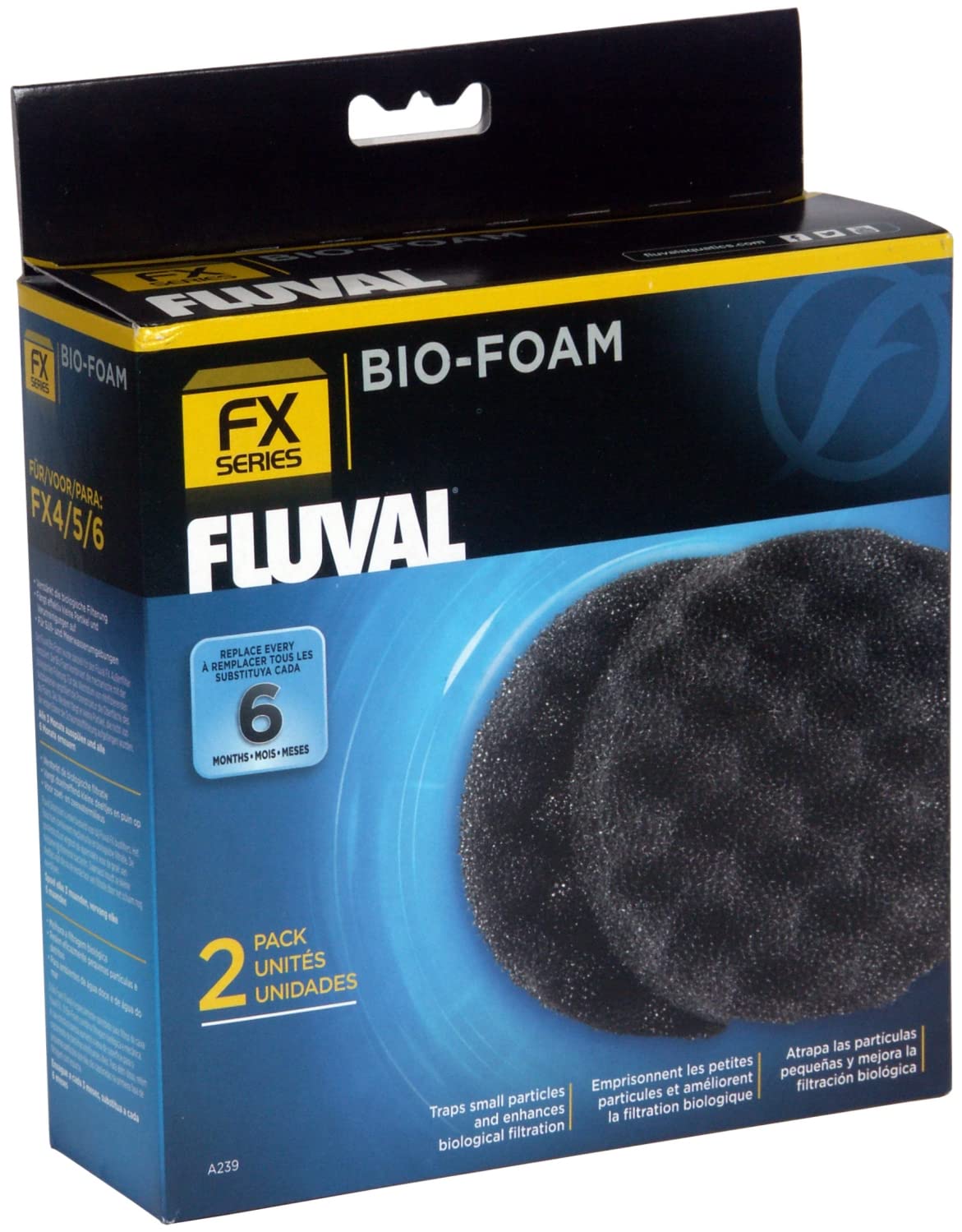Fluval Fx4/Fx5/Fx6 Bio-Foam, Replacement Aquarium Filter Media, 2-Pack, A239
