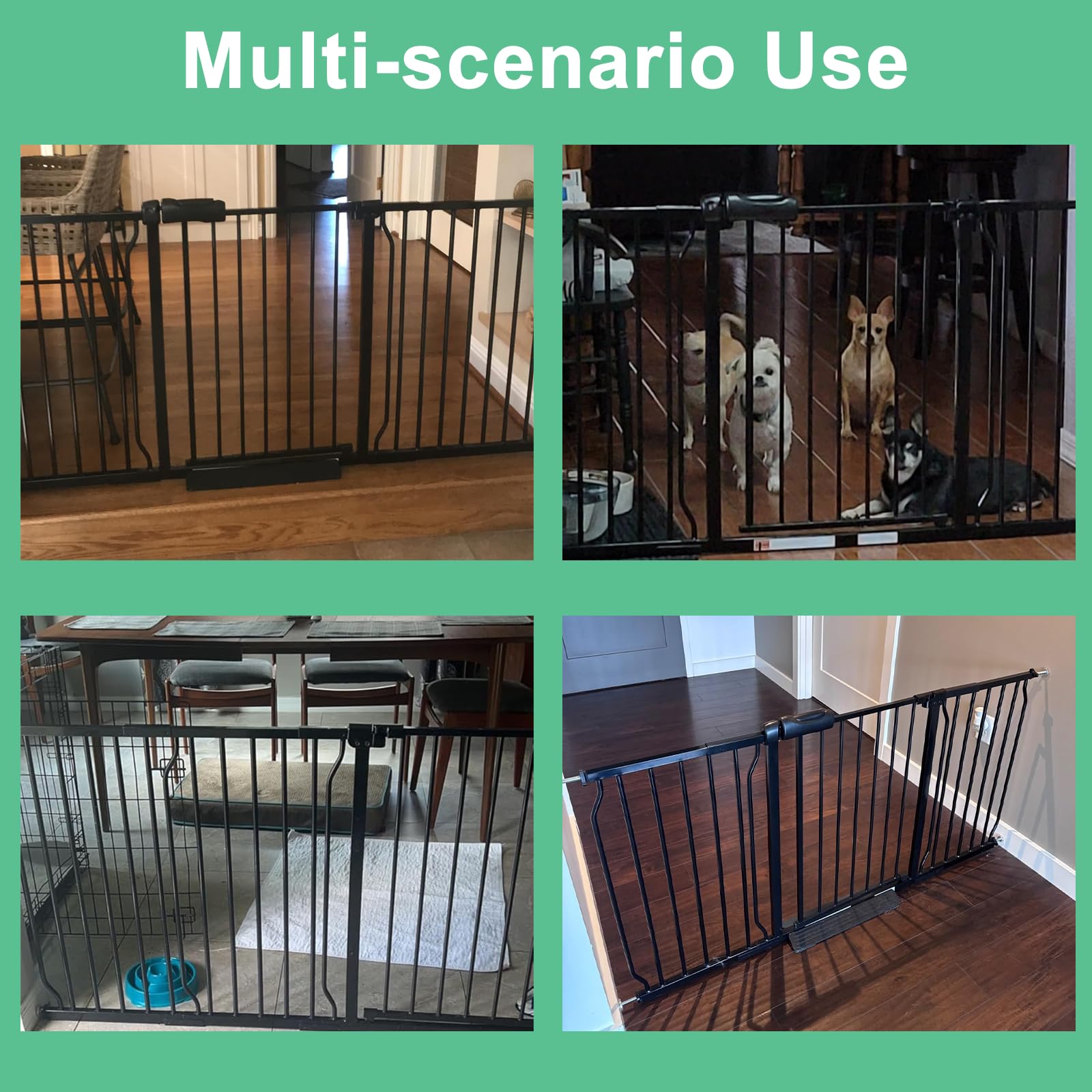 ALLAIBB Extra Wide Pressure Mounted Baby Gate Walk Through Child Kids Safety Toddler Tension White Long Large Pet Dog Gates with