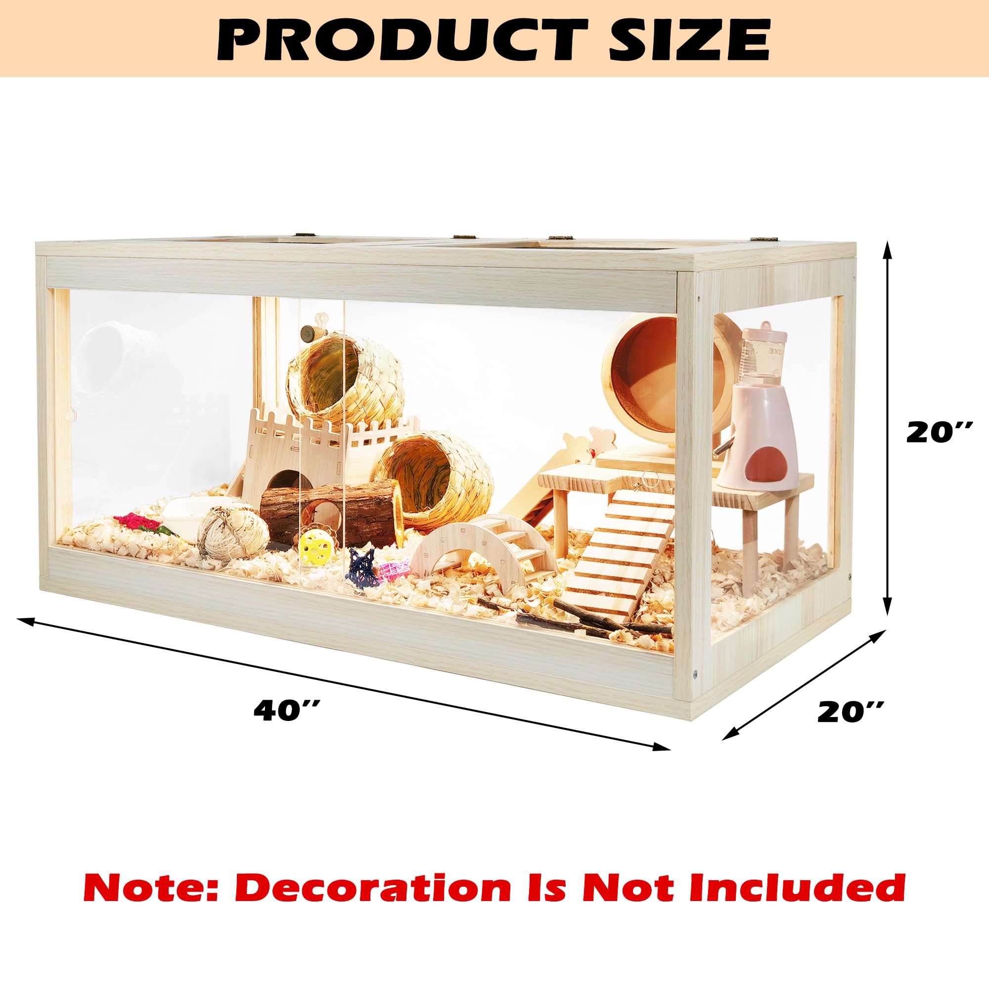 Prolee Hamster Cage Wooden, Mice And Rat Habitat, Hamster Cage With Openable Mesh Top, Clear Acrylic Solid Built With Lock Desig