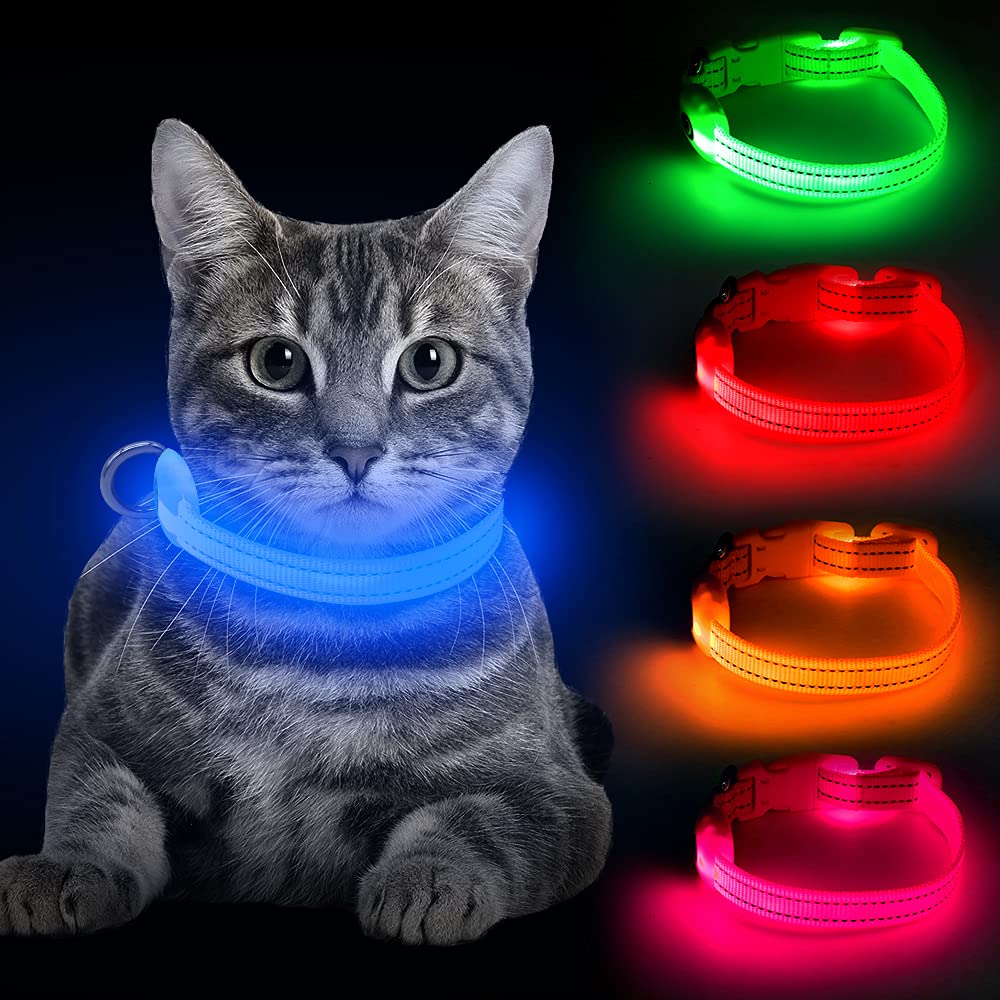 Bseen Light Up Dog Collar, Rechargeable Led Dog Collar Reflective Glowing Pet Collar For Puppies & Cats, Safety Dog Lights For N