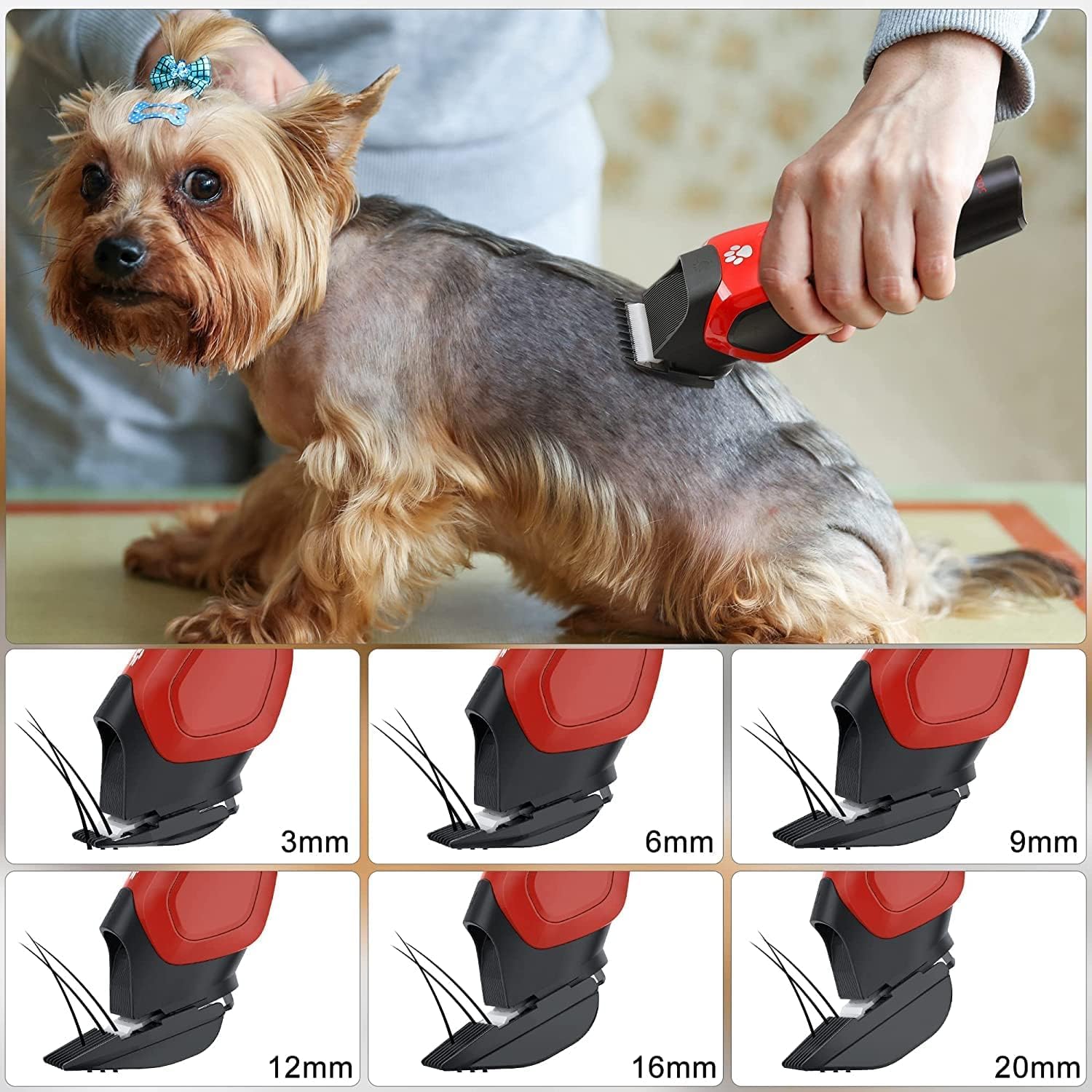 Solimpia Dog Cat Pet Clippers Shavers Electric Pet Grooming Trimmer Kit Rechargeable Cordless Low Noise Professional